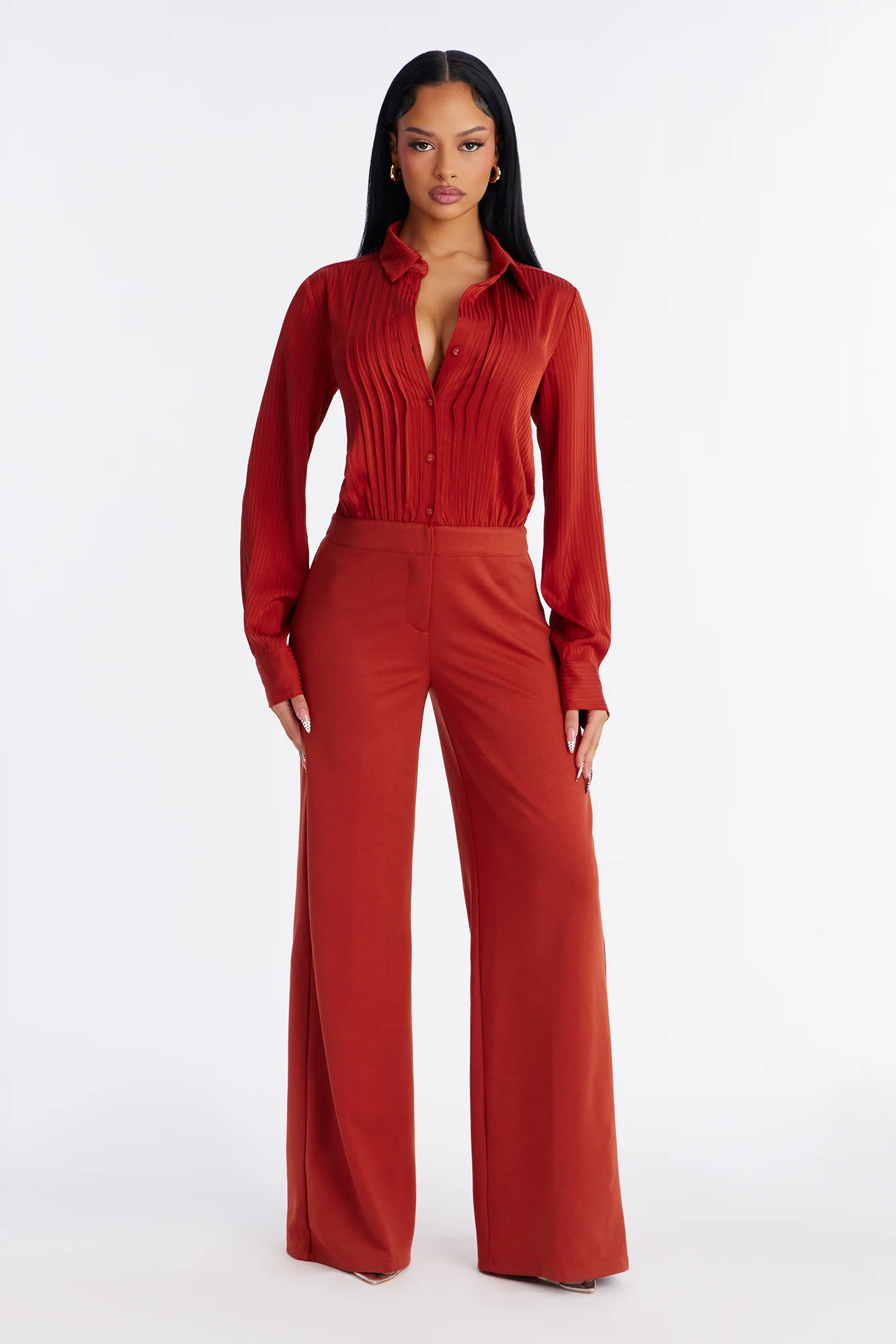 Veronica Satin Jumpsuit - Rust