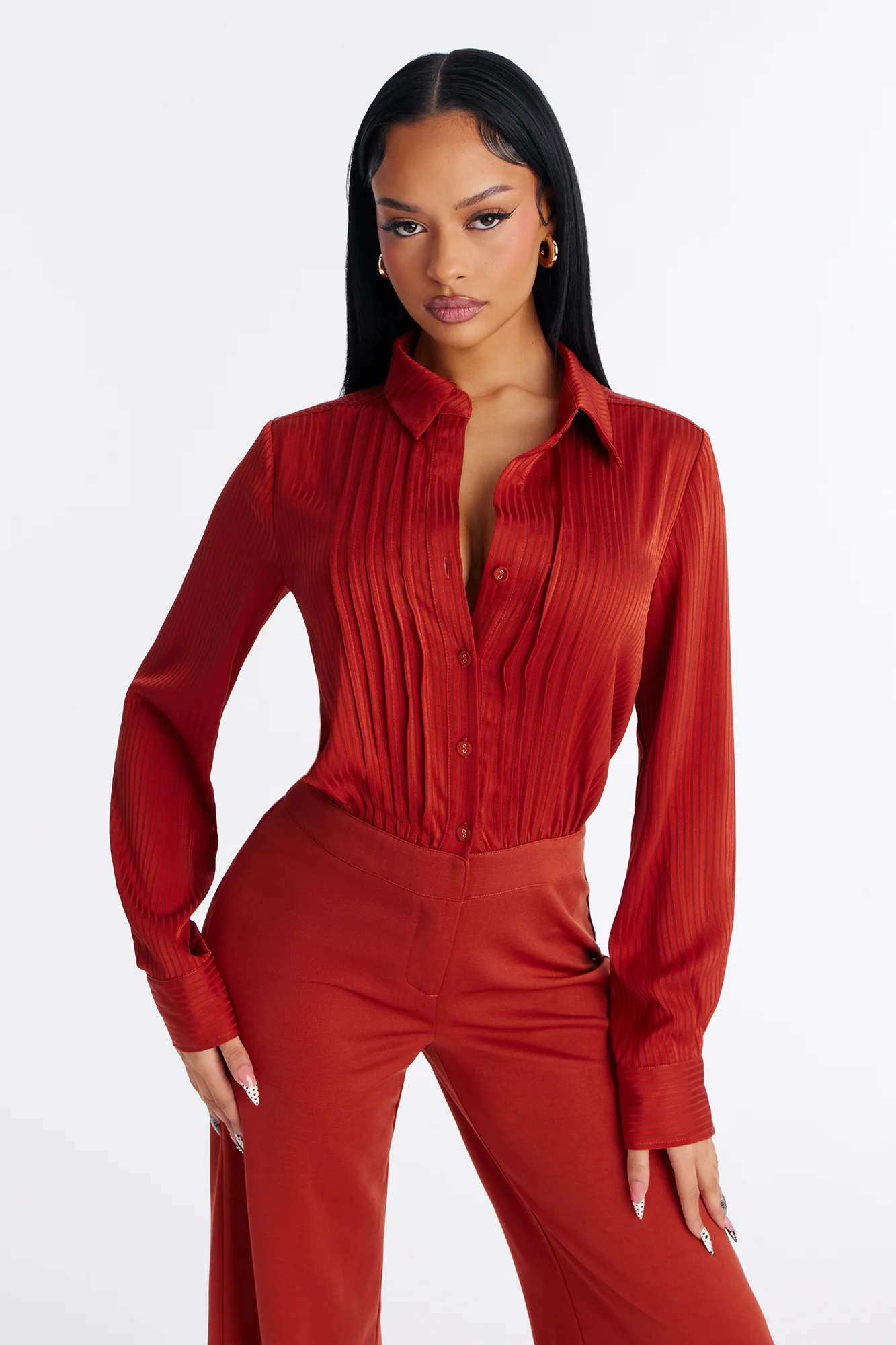 Veronica Satin Jumpsuit - Rust - Image 2