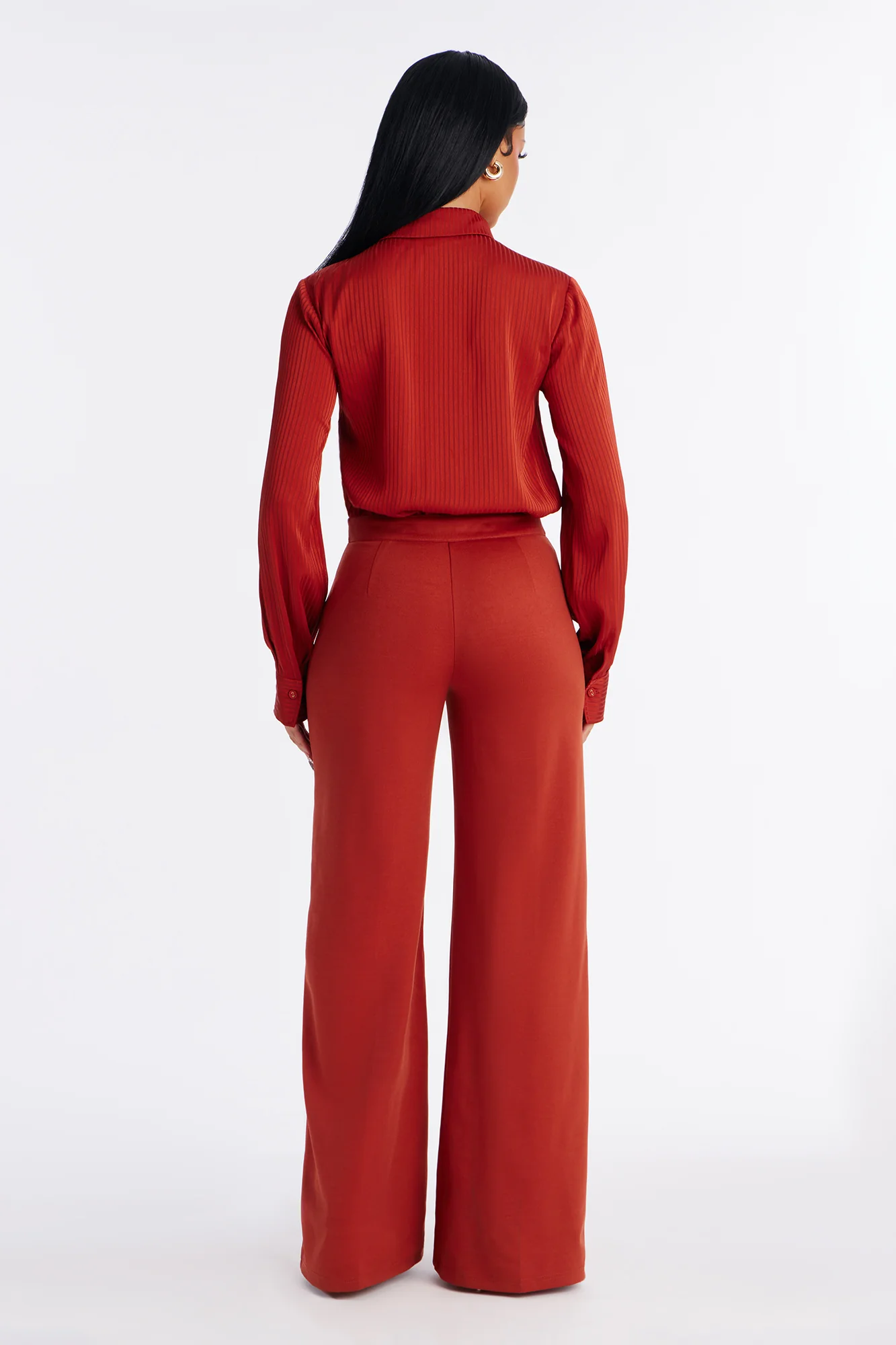 Veronica Satin Jumpsuit - Rust - Image 3