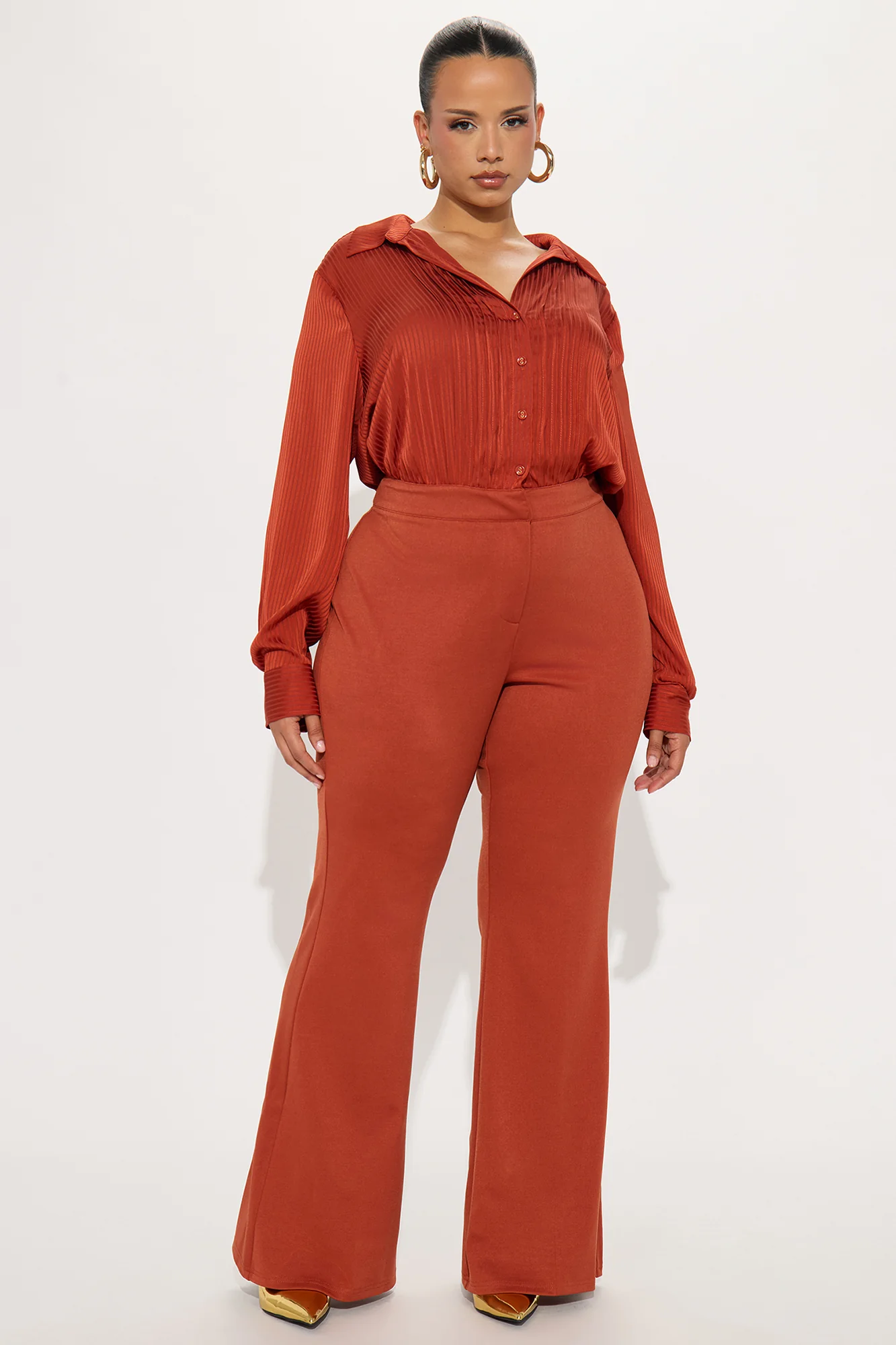 Veronica Satin Jumpsuit - Rust - Image 4