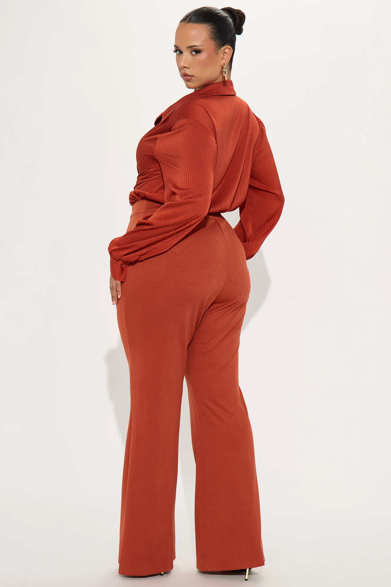 Veronica Satin Jumpsuit - Rust - Image 6