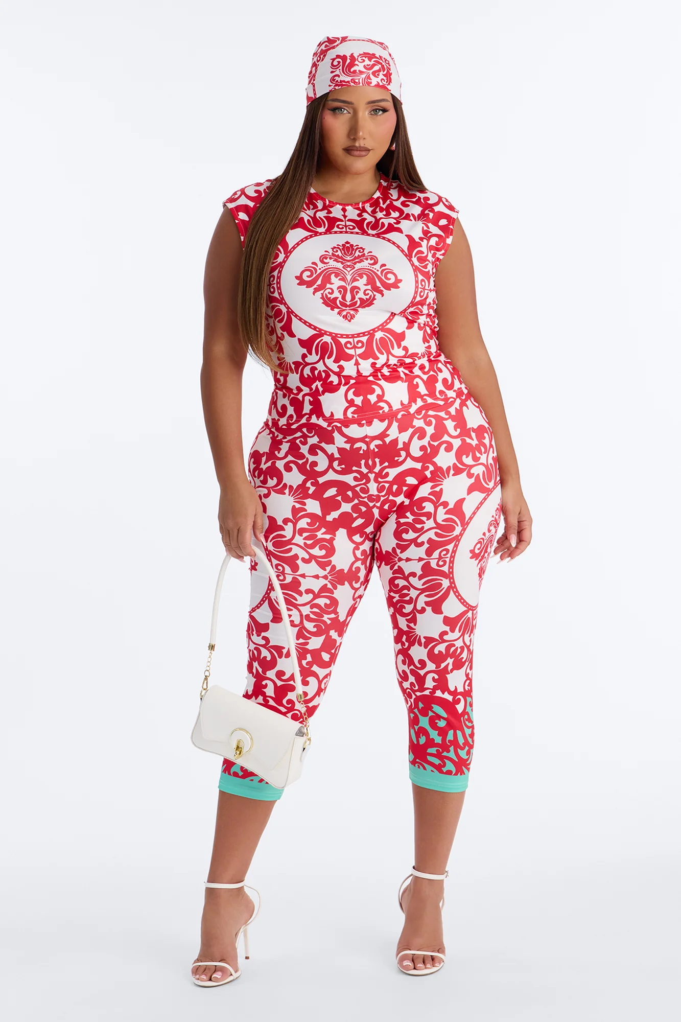 Vibes And Villas 3 Piece Capri Set - Red/combo - Image 4