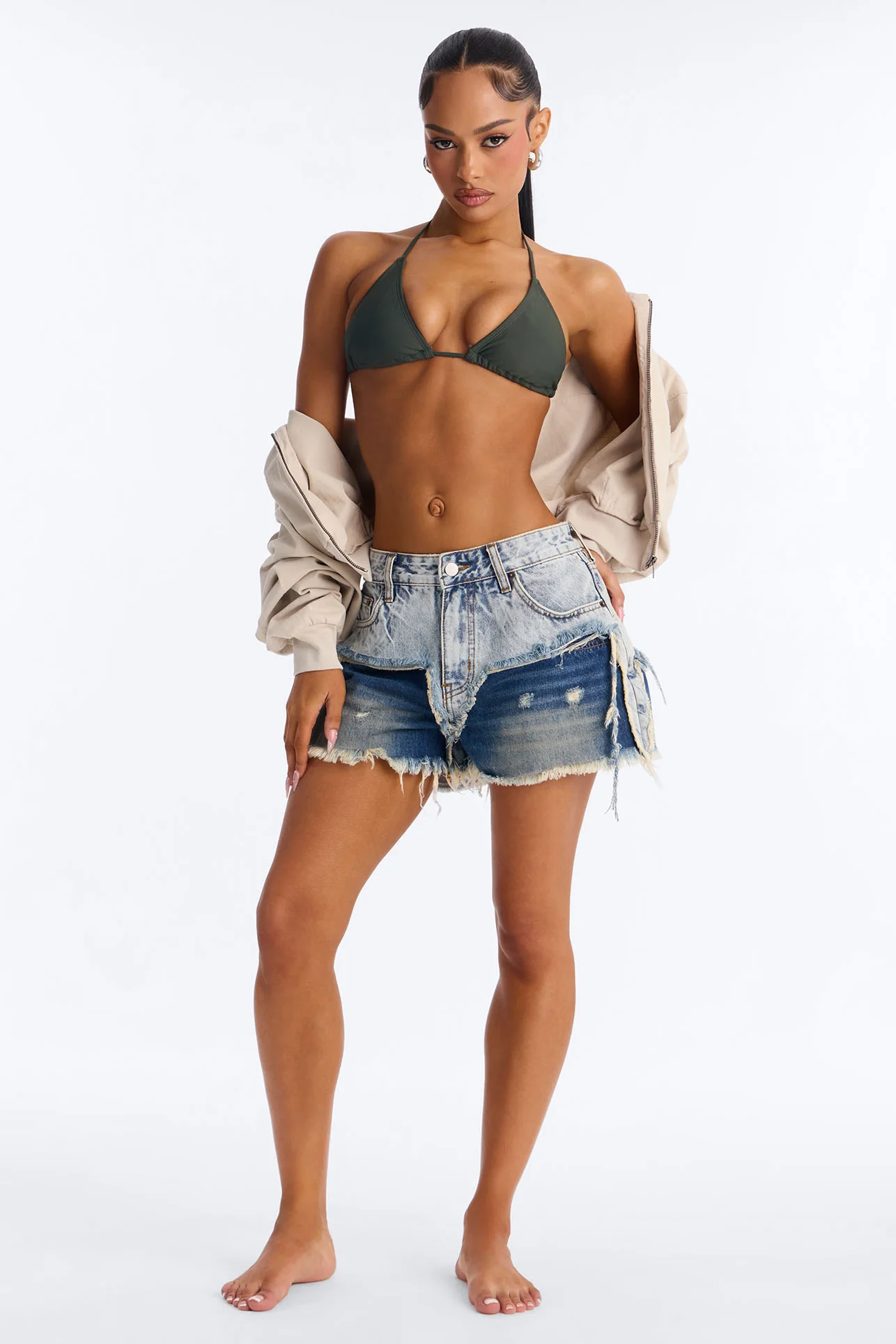 Vice Versa Frayed Denim Shorts - Blue/combo - Image 2