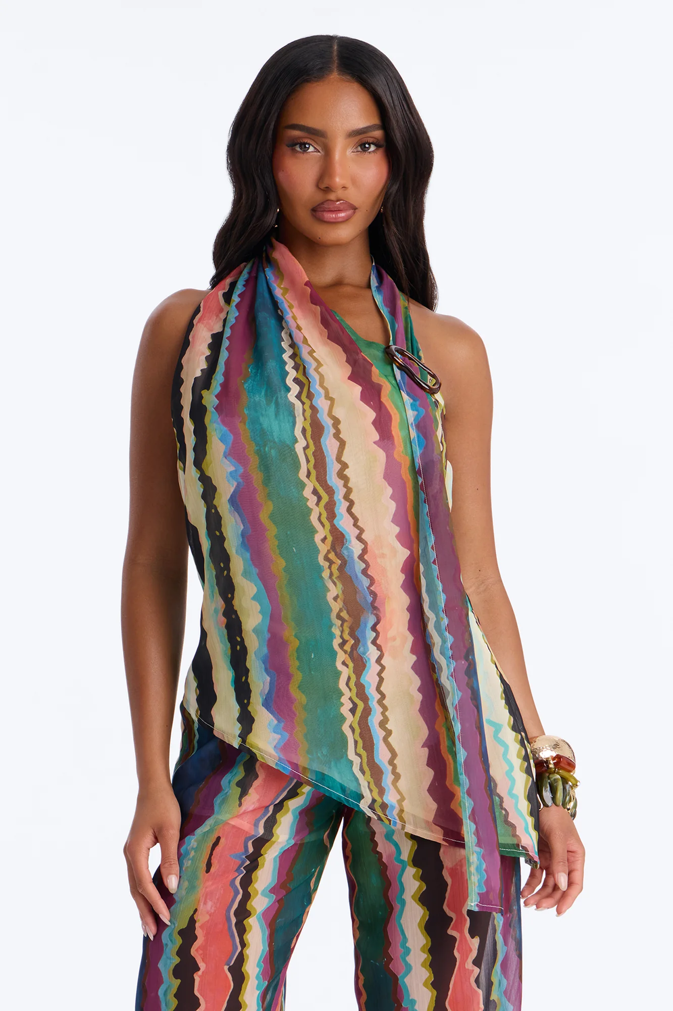 Victoria Getaway Chiffon Pant Set - Multi Color - Image 2