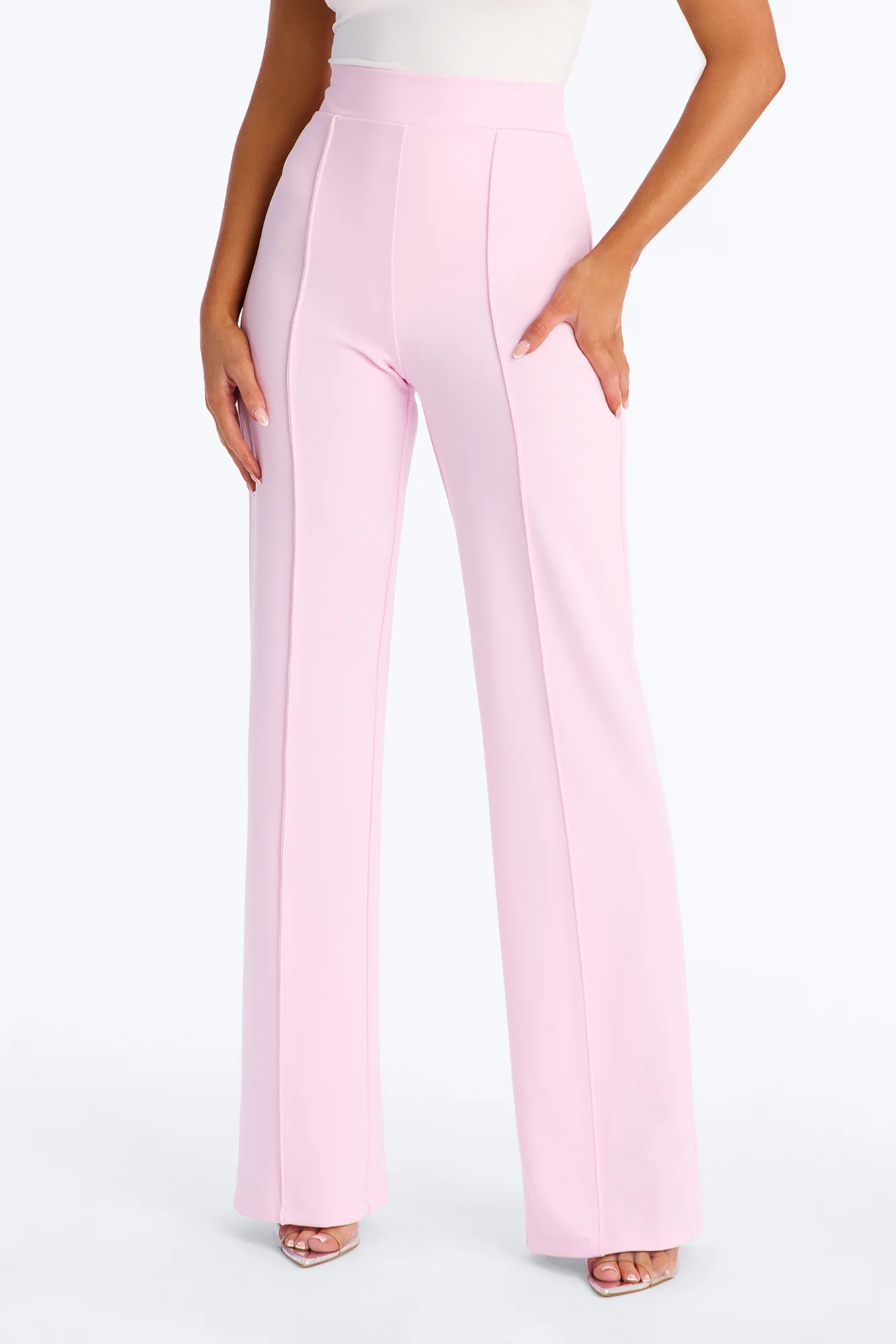 Victoria High Waisted Dress Pants - Light Pink - Image 2