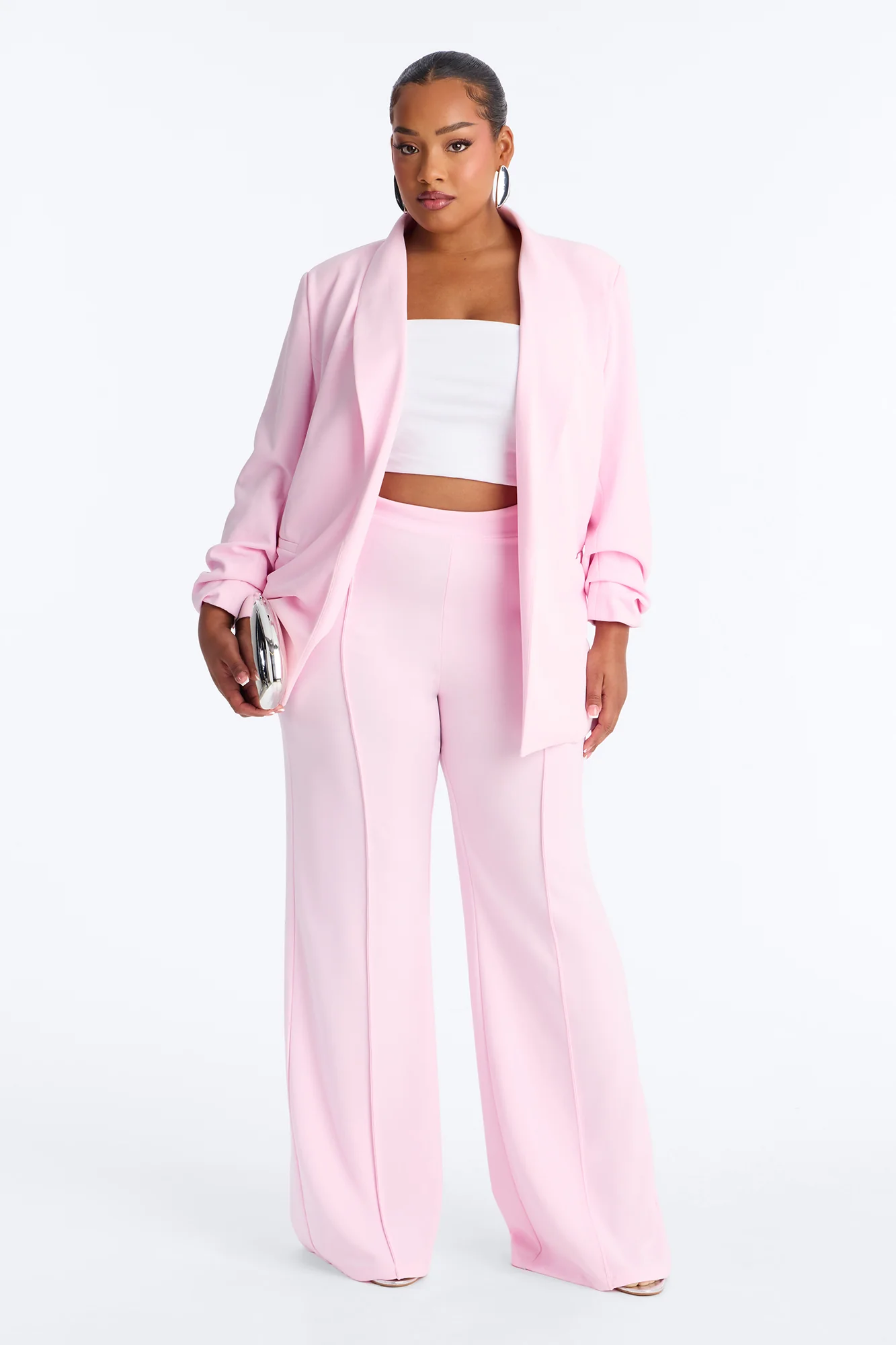 Victoria High Waisted Dress Pants - Light Pink - Image 4