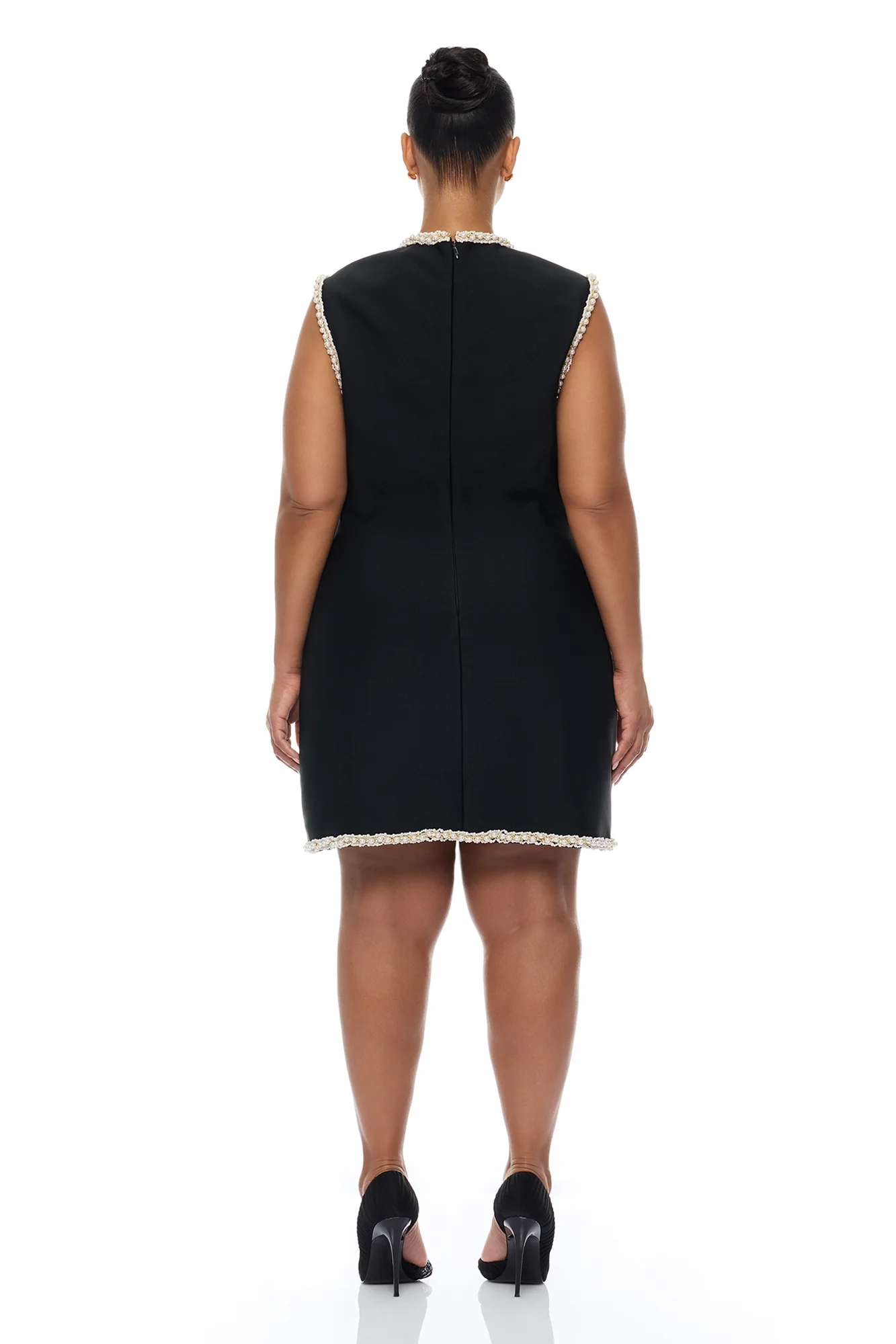 Victoria Pearl Trim Bandage Mini Dress - Black - Image 8