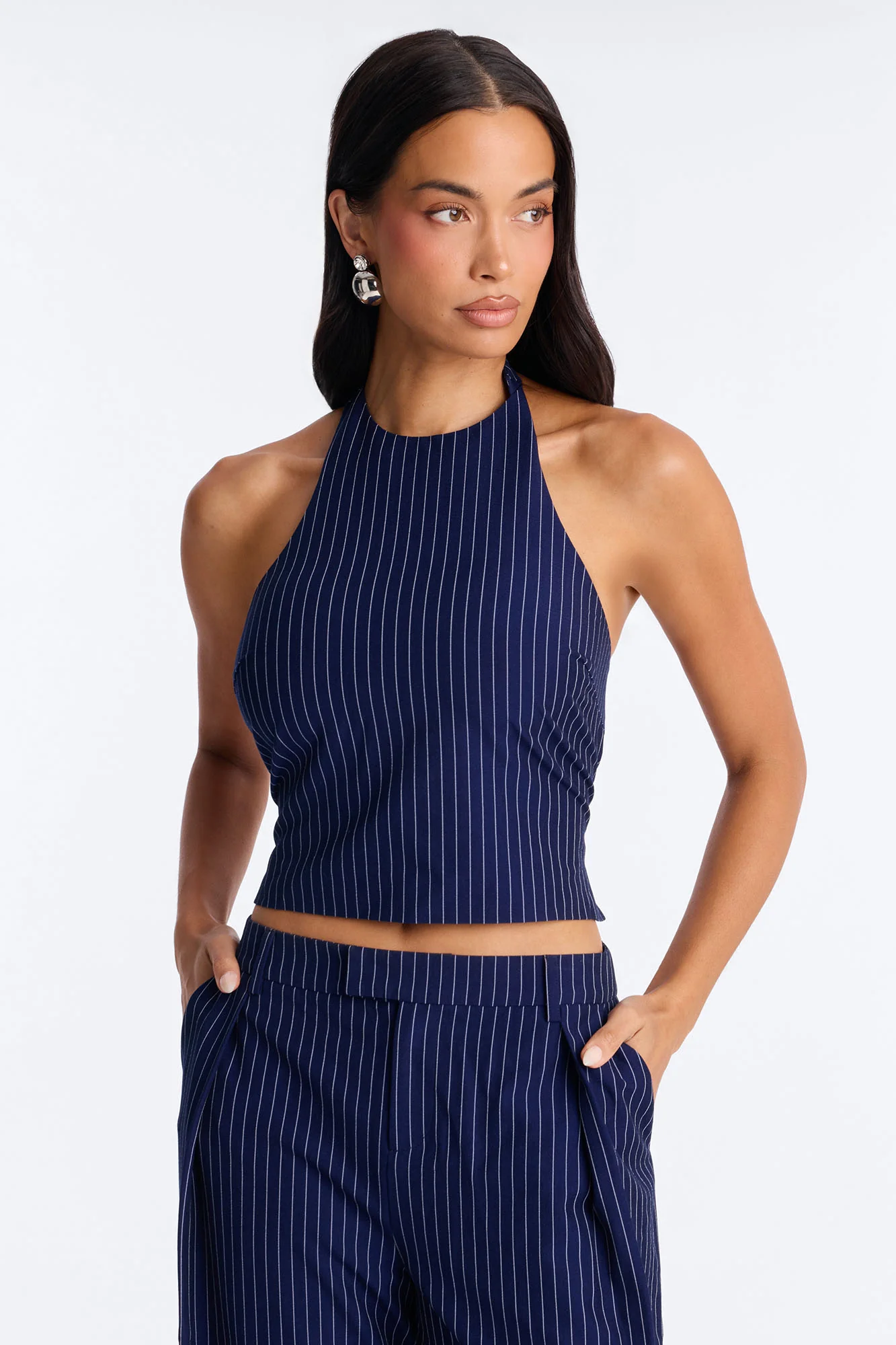 Victoria Pinstripe Barrel Pant Set - Navy/combo - Image 2