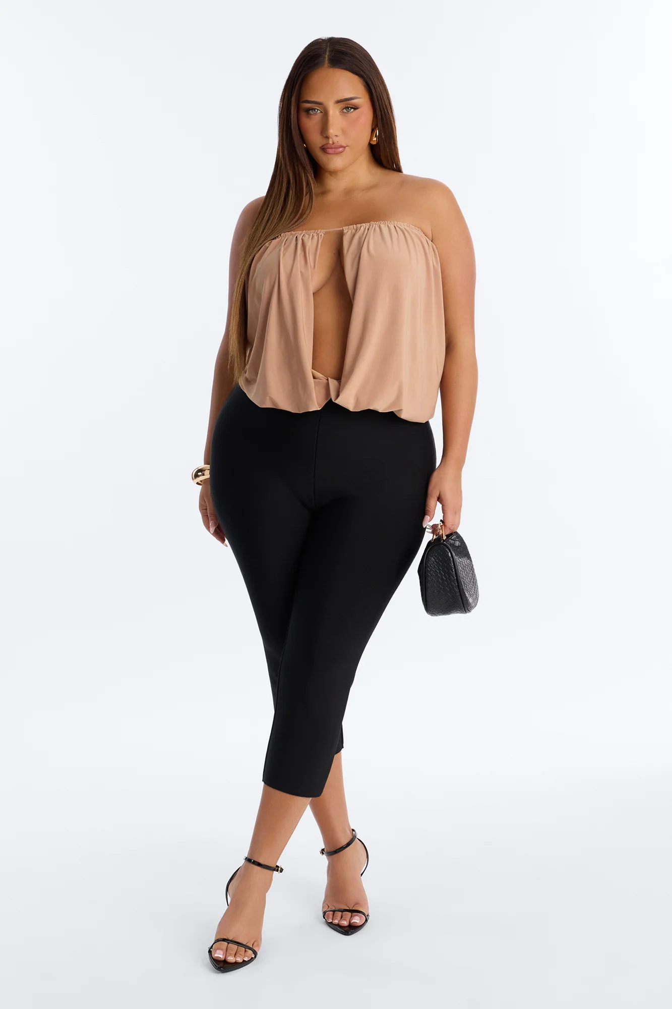 Villa Queen Loose Ruched Tube Top - Taupe - Image 4