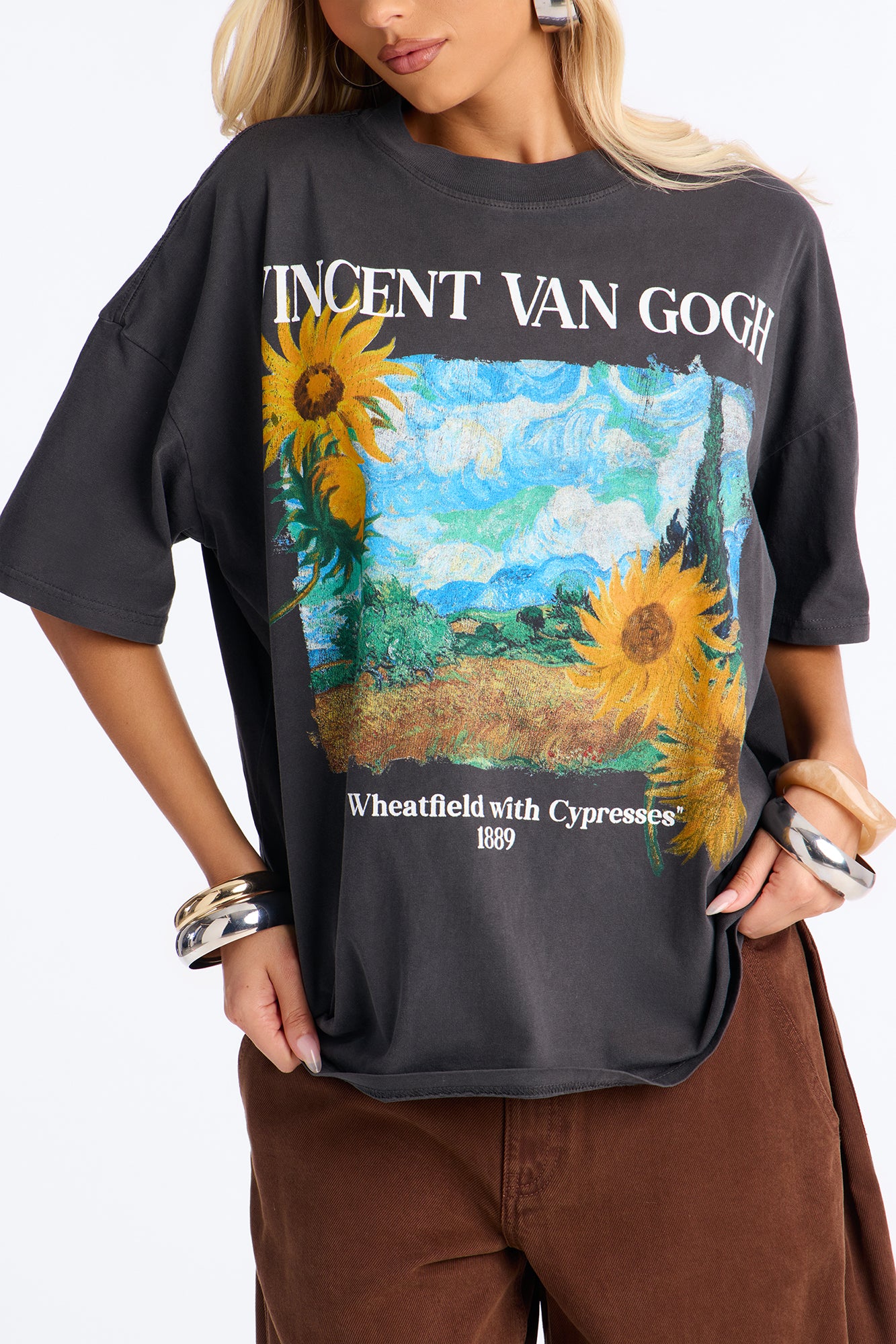 Vincent Van Gogh Sunflower Tee - Black Wash - Image 3