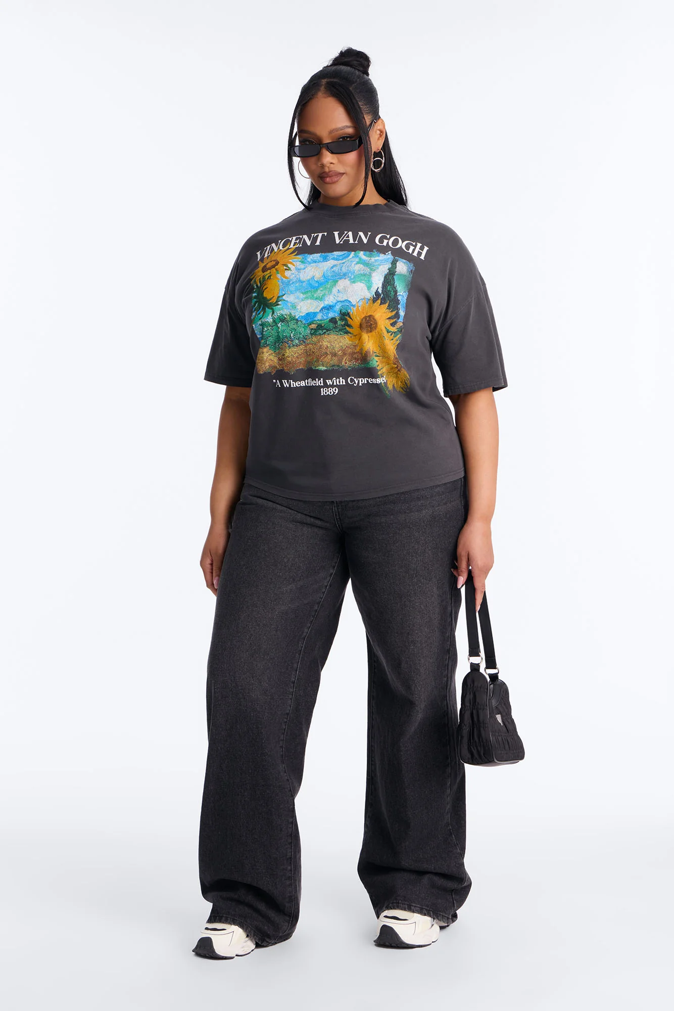 Vincent Van Gogh Sunflower Tee - Black Wash - Image 5