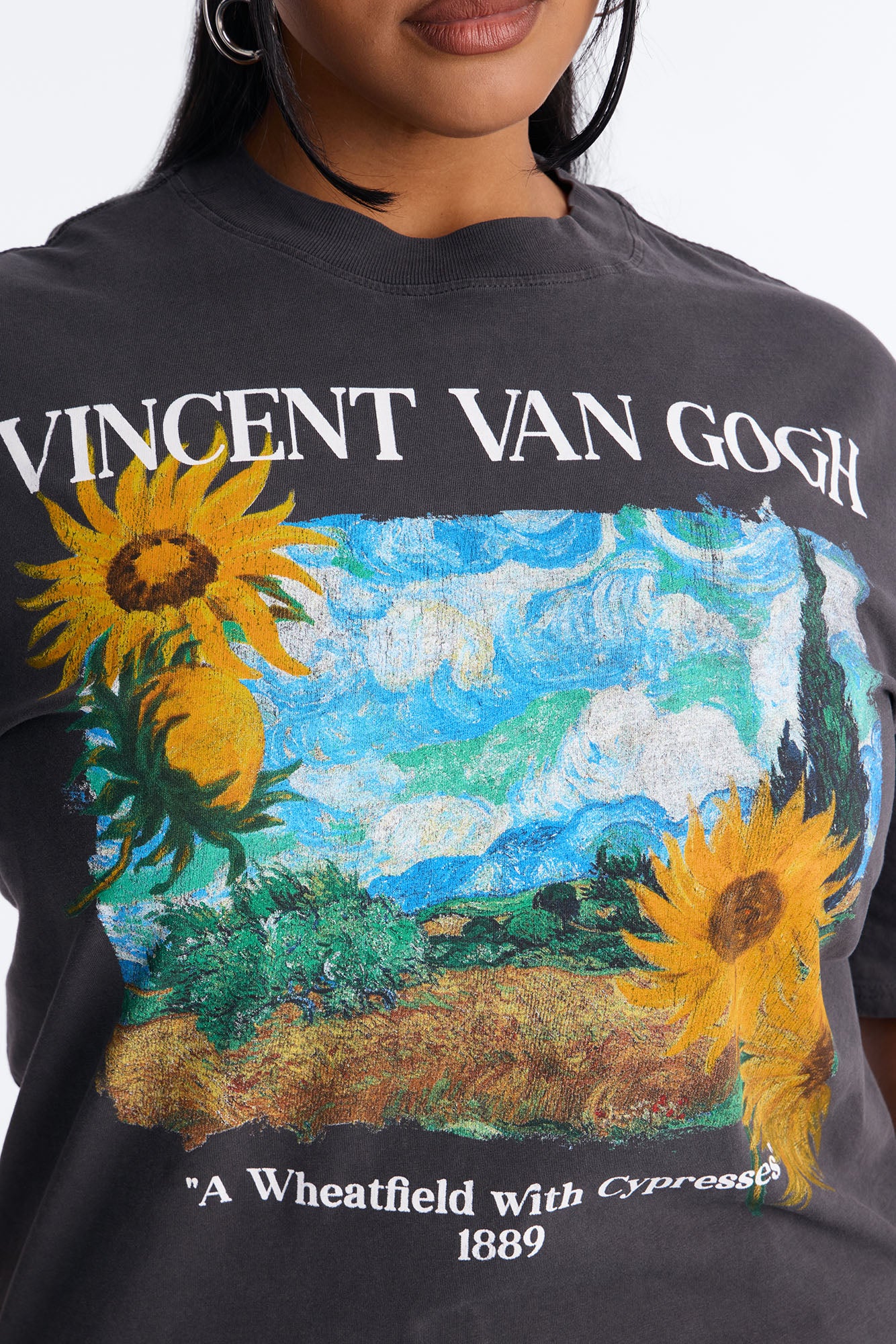 Vincent Van Gogh Sunflower Tee - Black Wash - Image 6