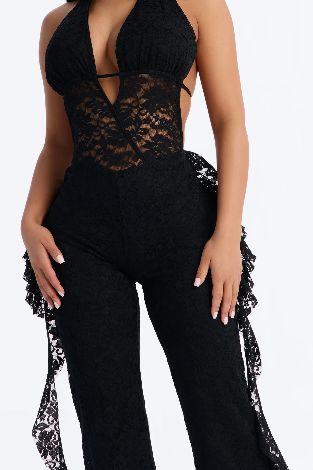 Viridiana Lace Jumpsuit - Black - Image 3