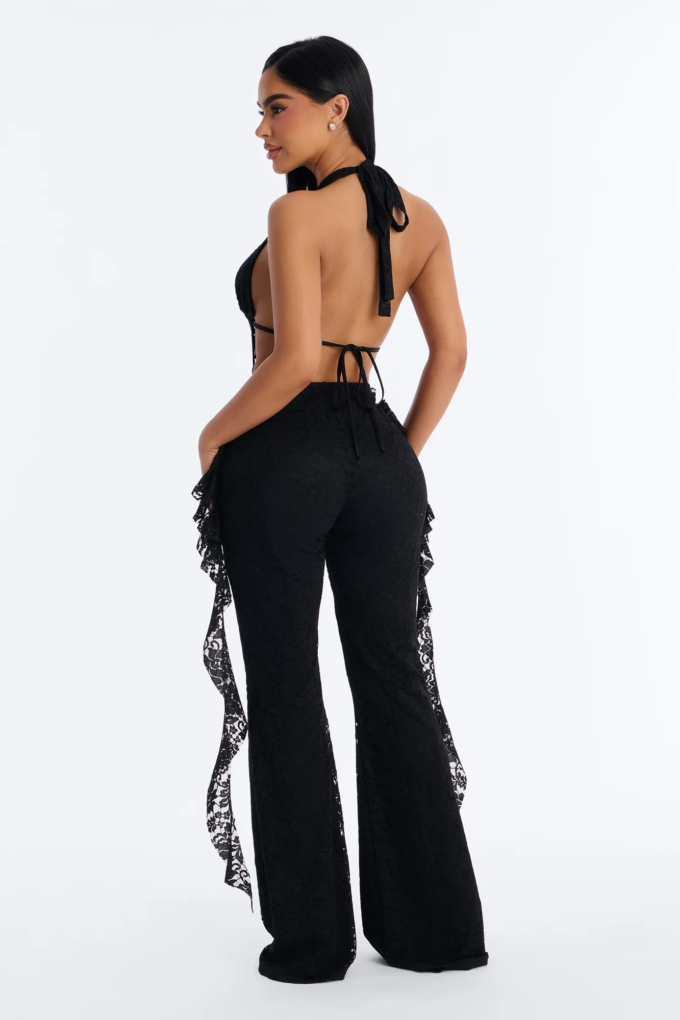 Viridiana Lace Jumpsuit - Black - Image 4