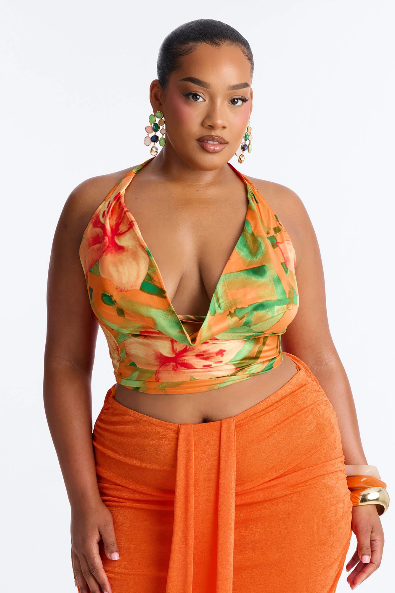 Vitamin Sea Overdose Tie Back Floral Satin Top - Multi Color - Image 5