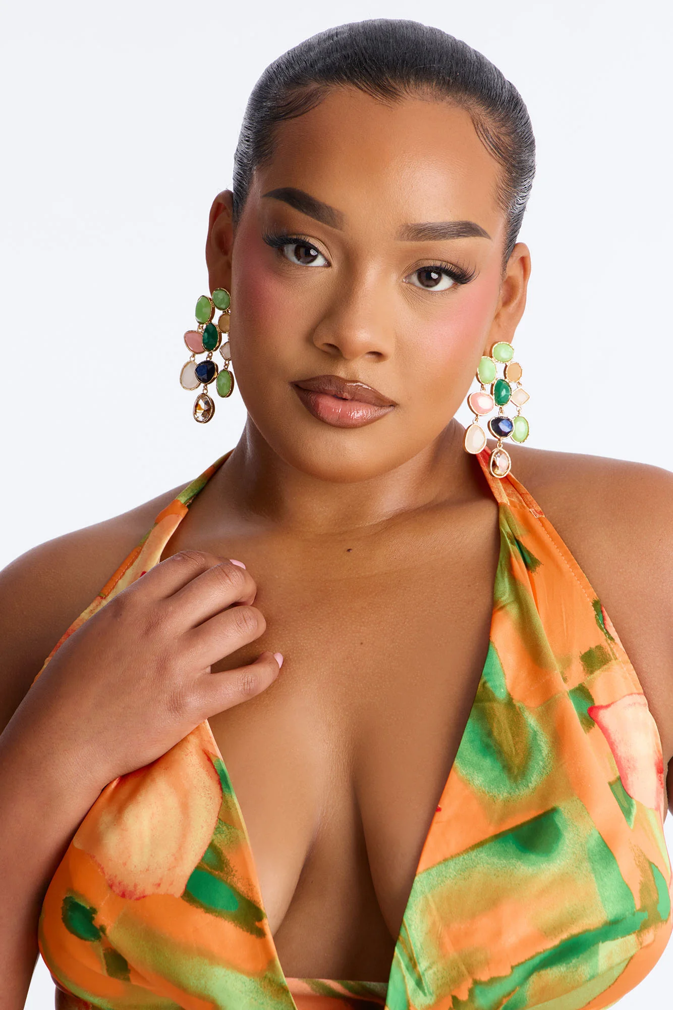 Vitamin Sea Overdose Tie Back Floral Satin Top - Multi Color - Image 7