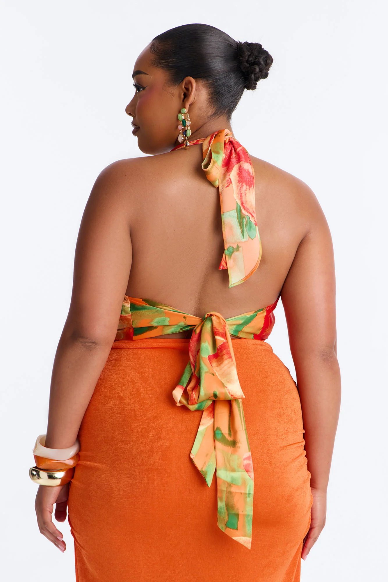 Vitamin Sea Overdose Tie Back Floral Satin Top - Multi Color - Image 8