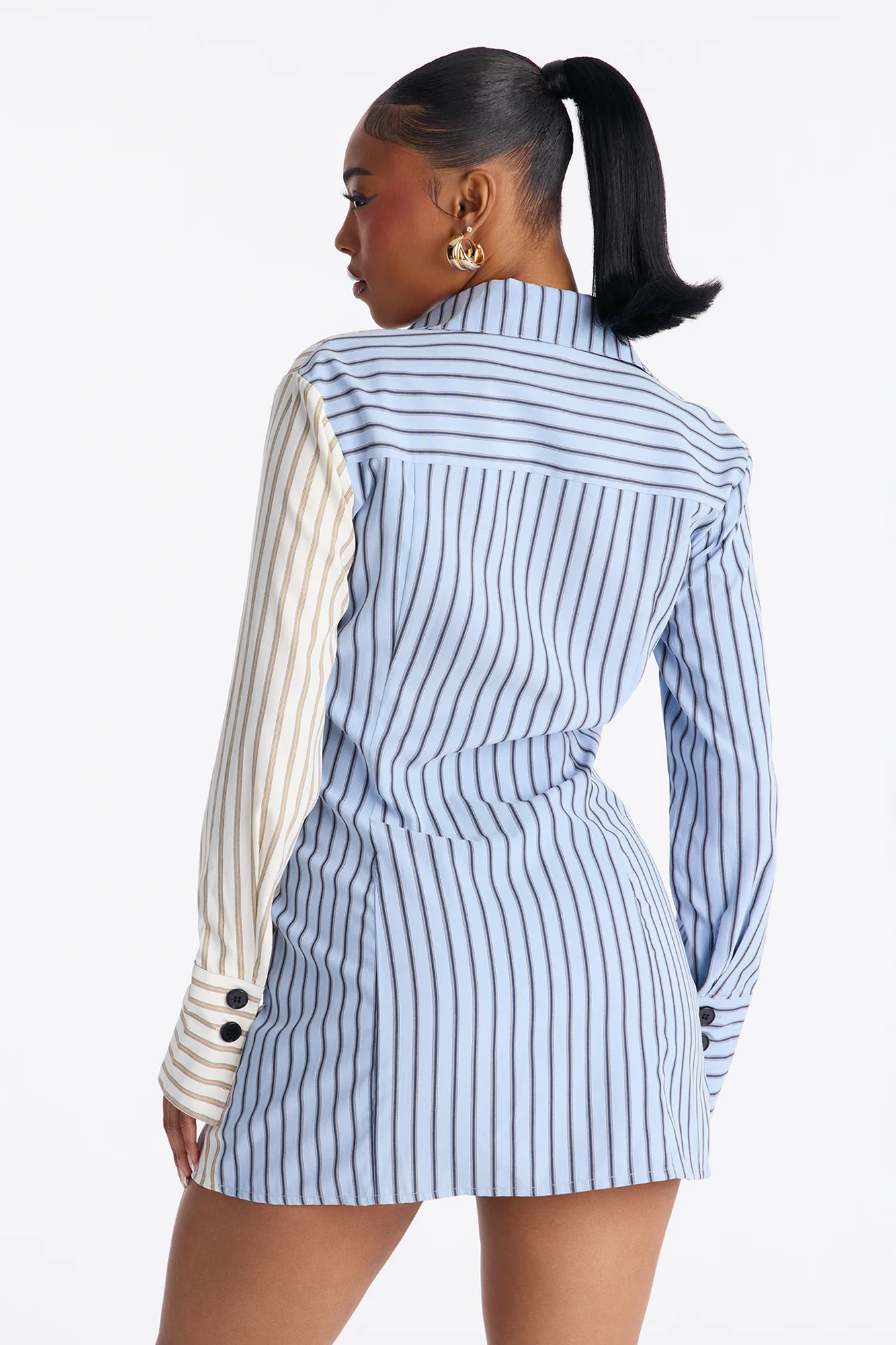 Viviana Collar Striped Mini Dress - Blue/combo - Image 4