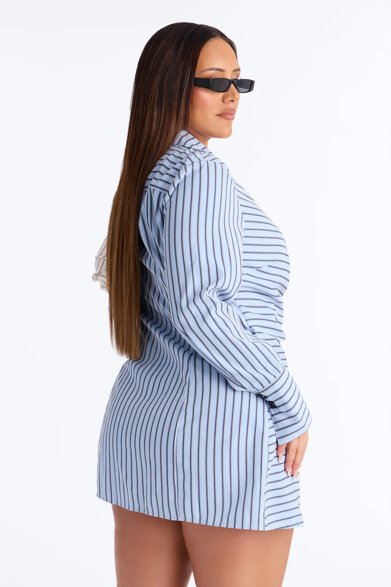 Viviana Collar Striped Mini Dress - Blue/combo - Image 8