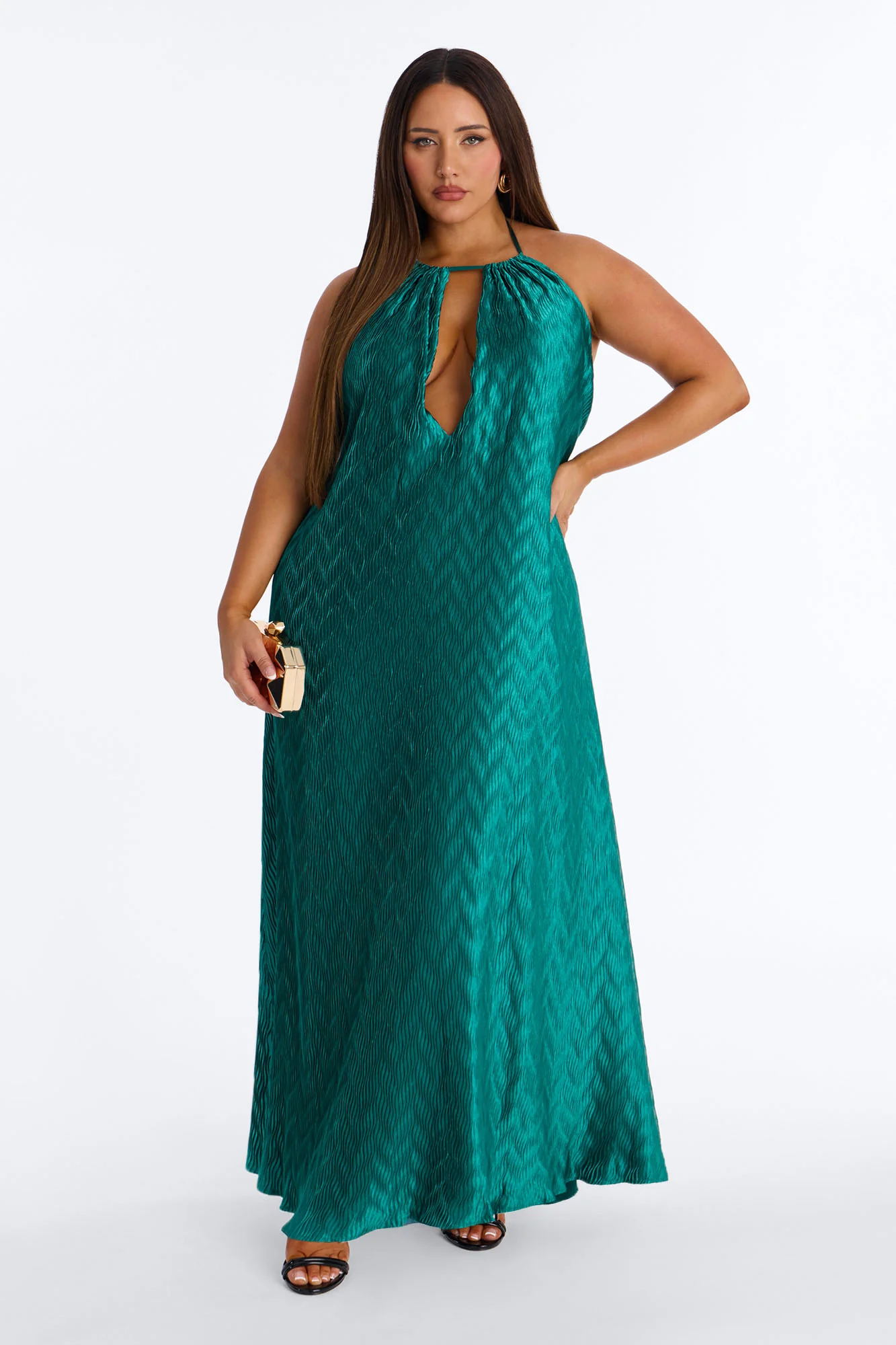 Vivianna Backless Plisse Maxi Dress - Green - Image 5