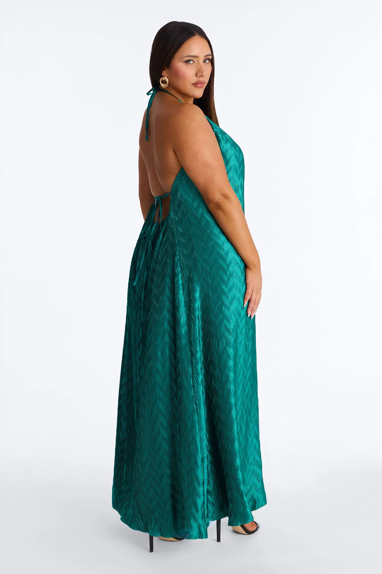 Vivianna Backless Plisse Maxi Dress - Green - Image 8