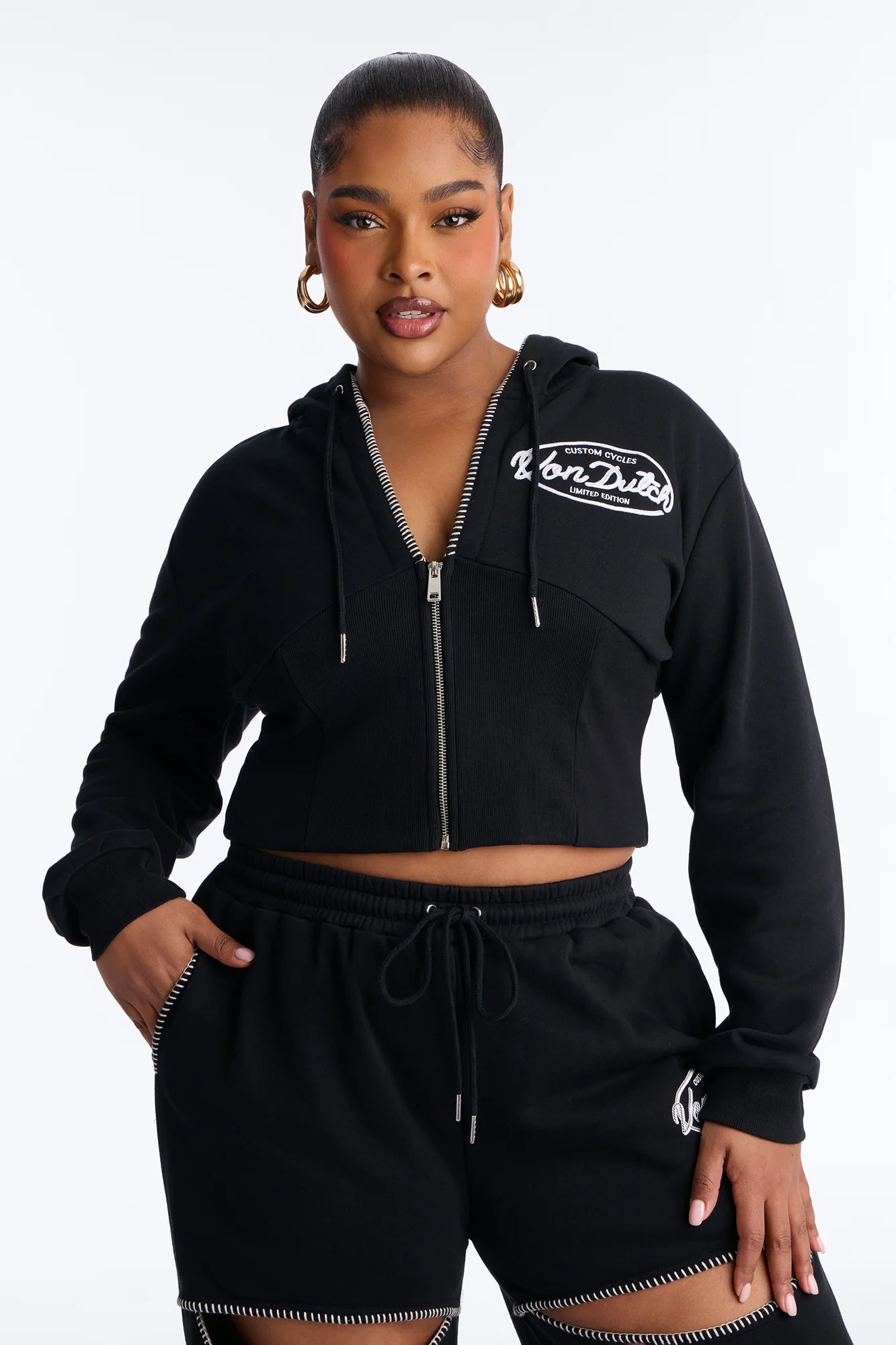 Von Dutch After Hours Sweatshirt Zip Up - Black - Image 6