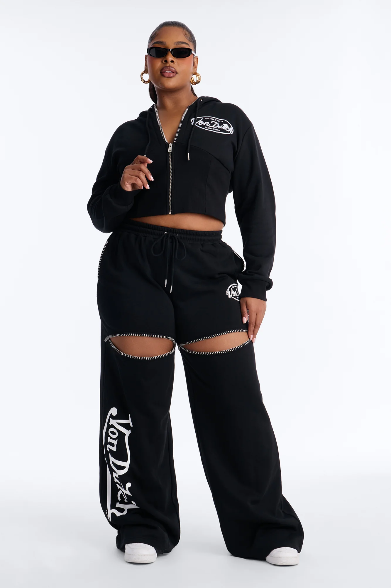 Von Dutch After Hours Sweatshirt Zip Up - Black - Image 7