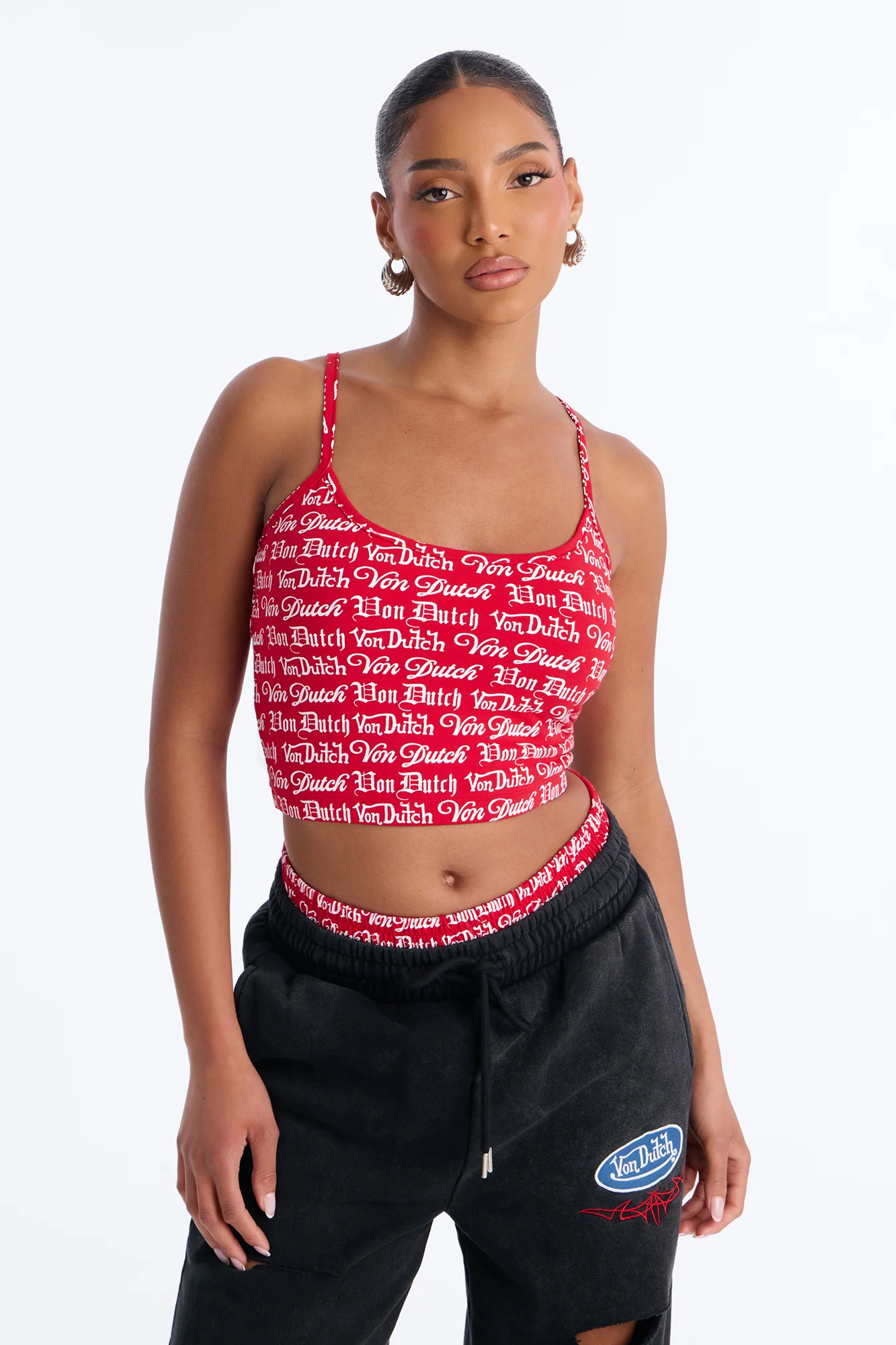 Von Dutch All Over Logo Micro Tank - Red