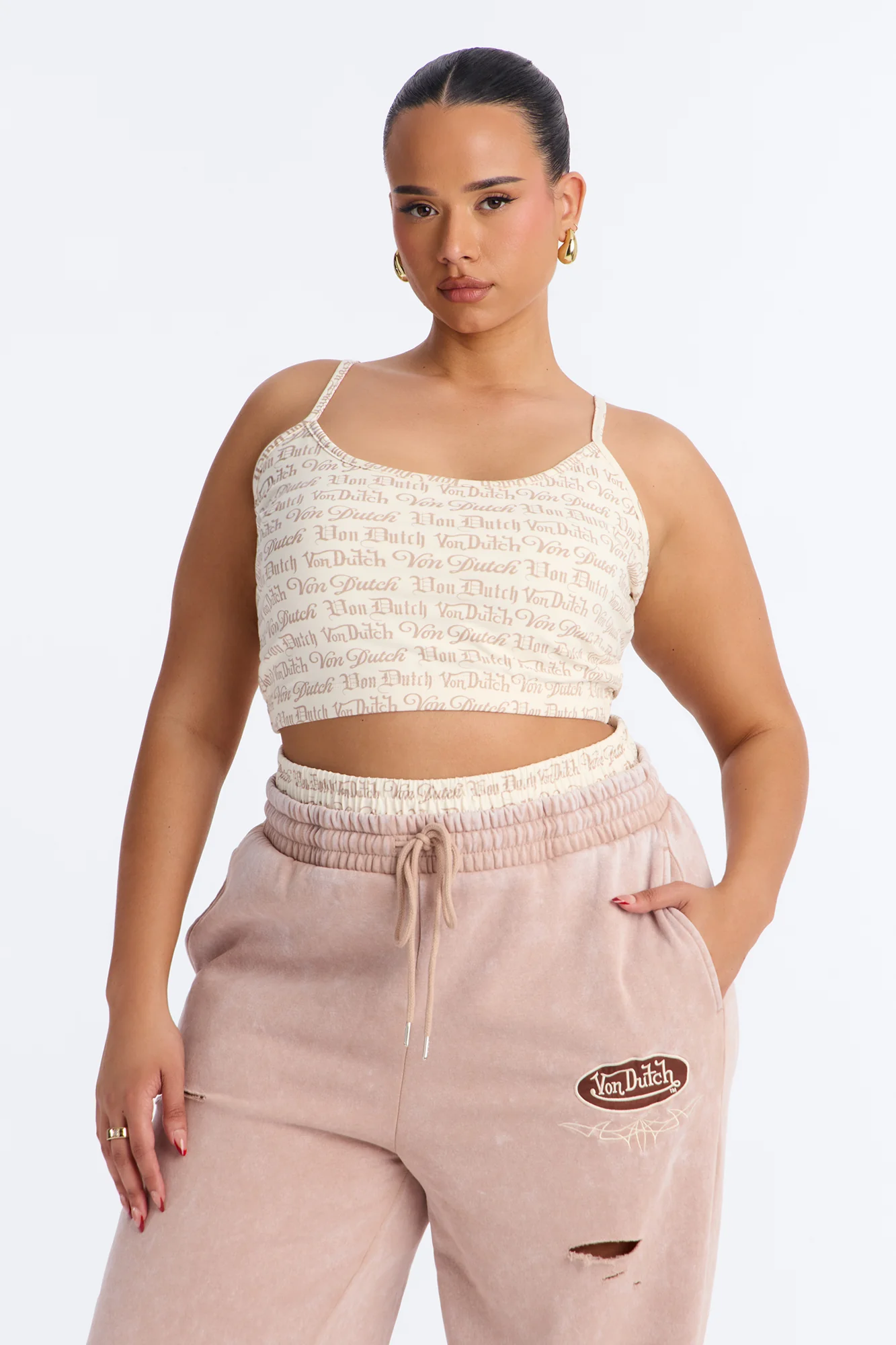 Von Dutch All Over Micro Tank - Taupe - Image 5