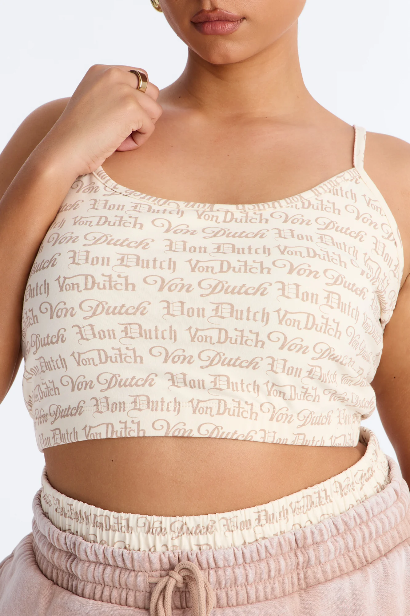 Von Dutch All Over Micro Tank - Taupe - Image 7