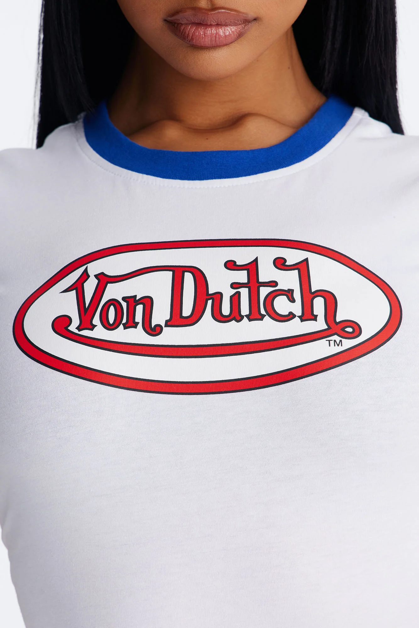 Von Dutch Americana Ringer Graphic Baby Tee - White - Image 3
