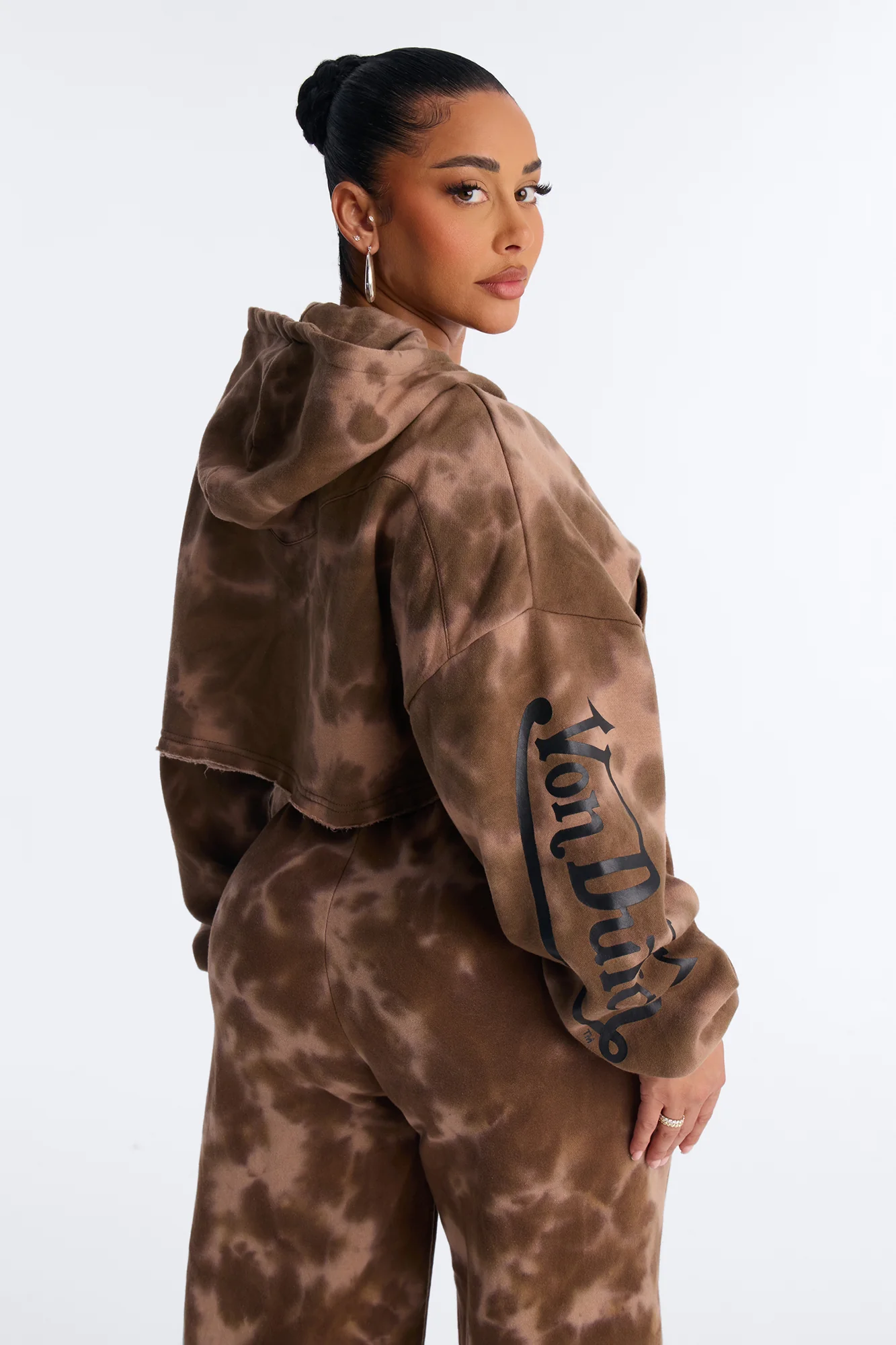 Von Dutch Ash Rider Washed Zip Up Sweatshirt - Brown Combo - Image 5