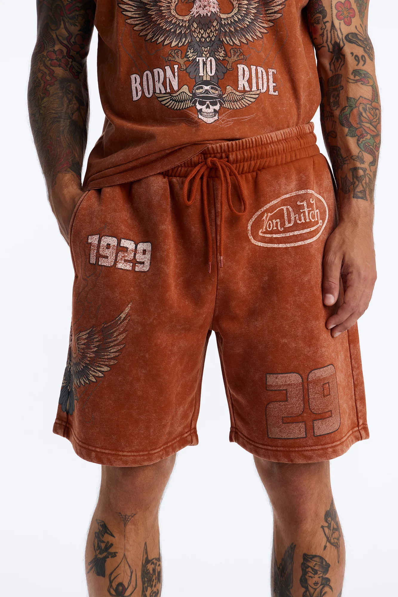 Von Dutch Born To Ride Sweatshort - Orange - Image 3