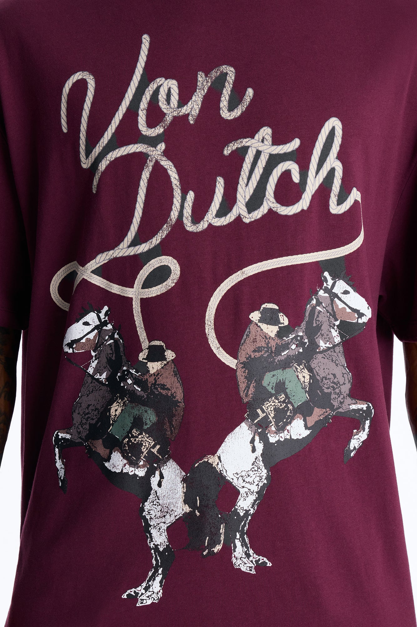 Von Dutch Cowboy Boxy Short Sleeve Tee - Burgundy - Image 3
