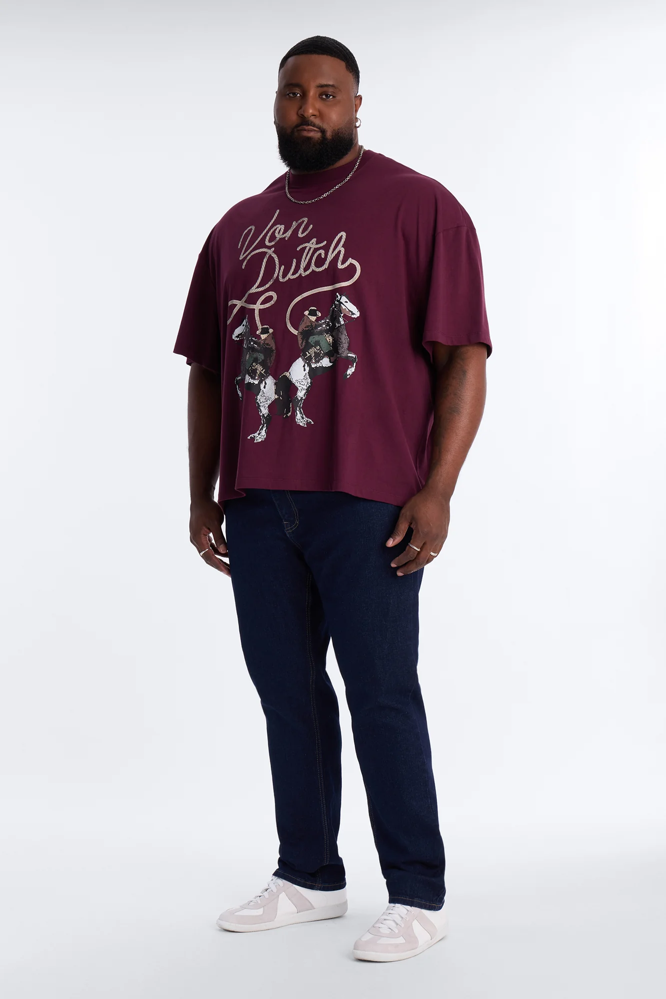 Von Dutch Cowboy Boxy Short Sleeve Tee - Burgundy - Image 5