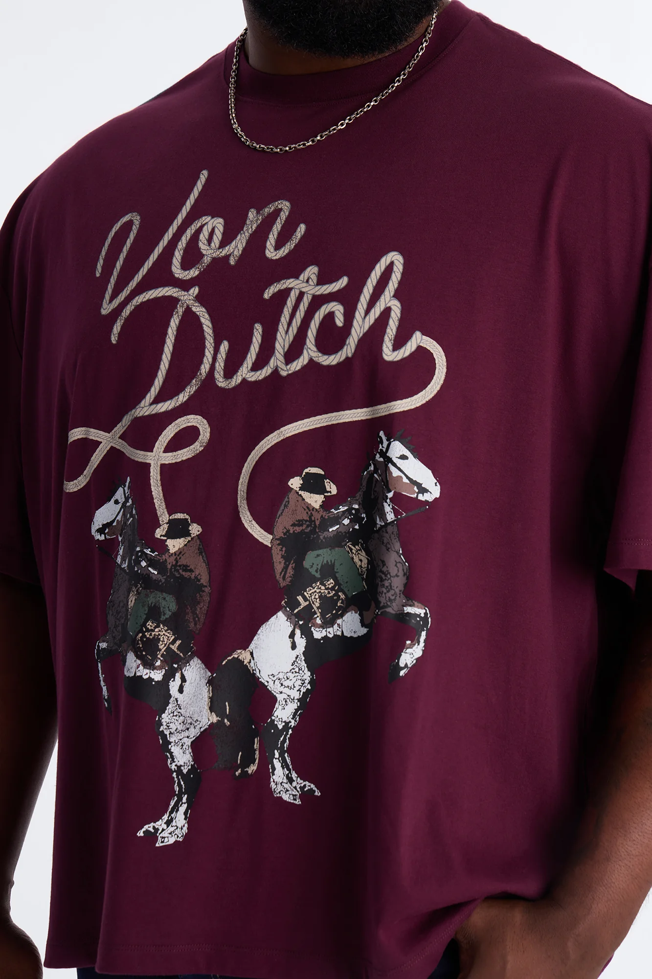 Von Dutch Cowboy Boxy Short Sleeve Tee - Burgundy - Image 6