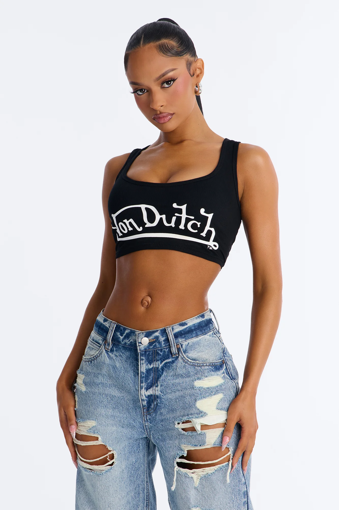 Von Dutch Crop Tank - Black
