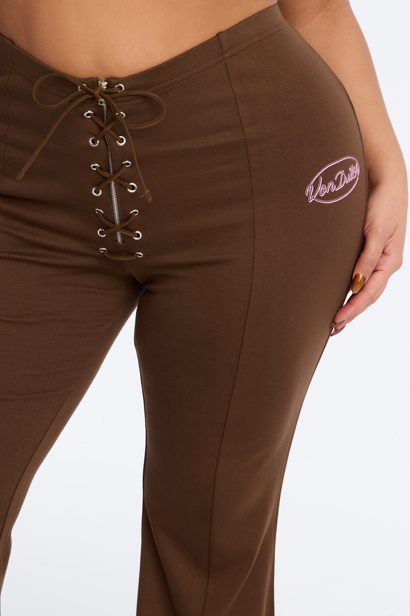 Von Dutch Custom Cycles Flare Leggings - Brown - Image 8