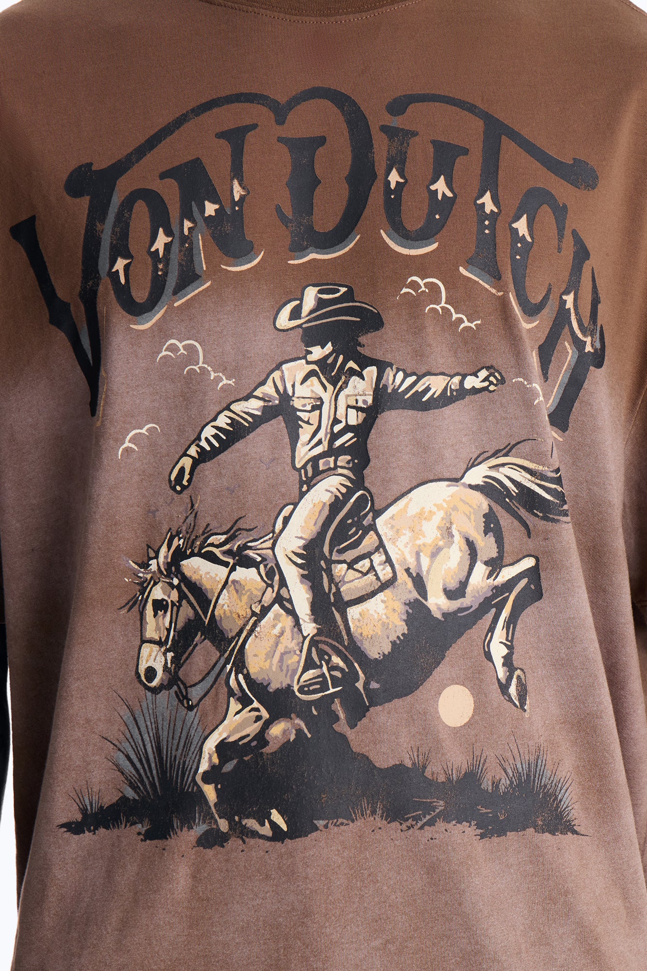 Von Dutch Dip Dye Ridin Boxy Short Sleeve Tee - Brown - Image 3