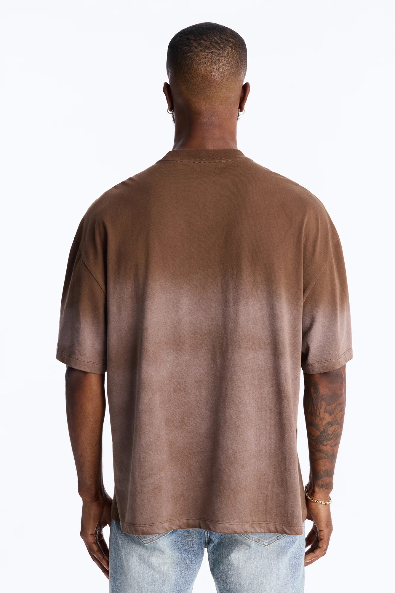 Von Dutch Dip Dye Ridin Boxy Short Sleeve Tee - Brown - Image 4