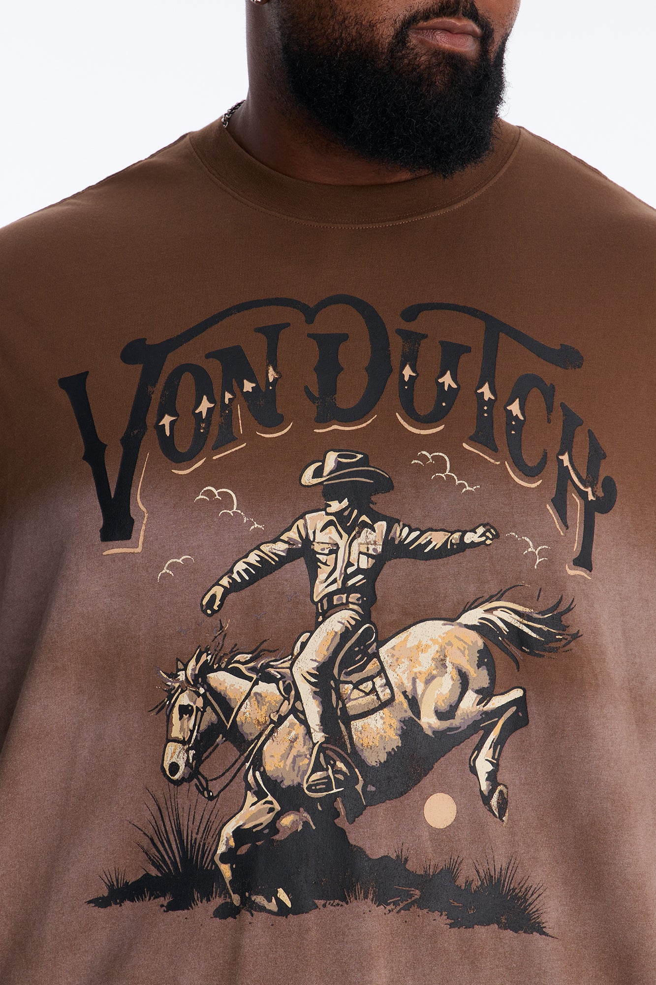 Von Dutch Dip Dye Ridin Boxy Short Sleeve Tee - Brown - Image 7