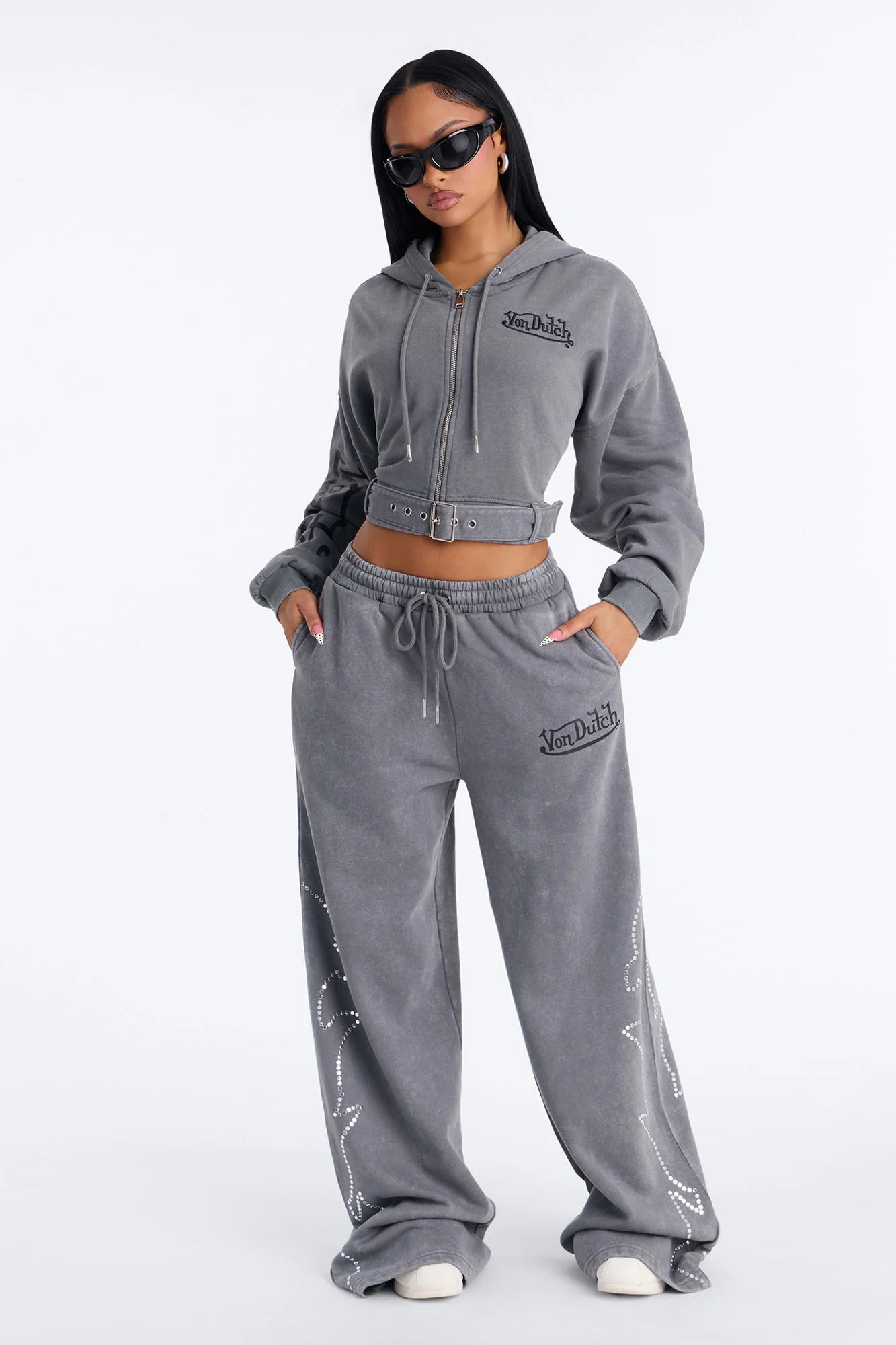 Von Dutch Edgy Washed Fleece Hoodie - Black Wash - Image 2