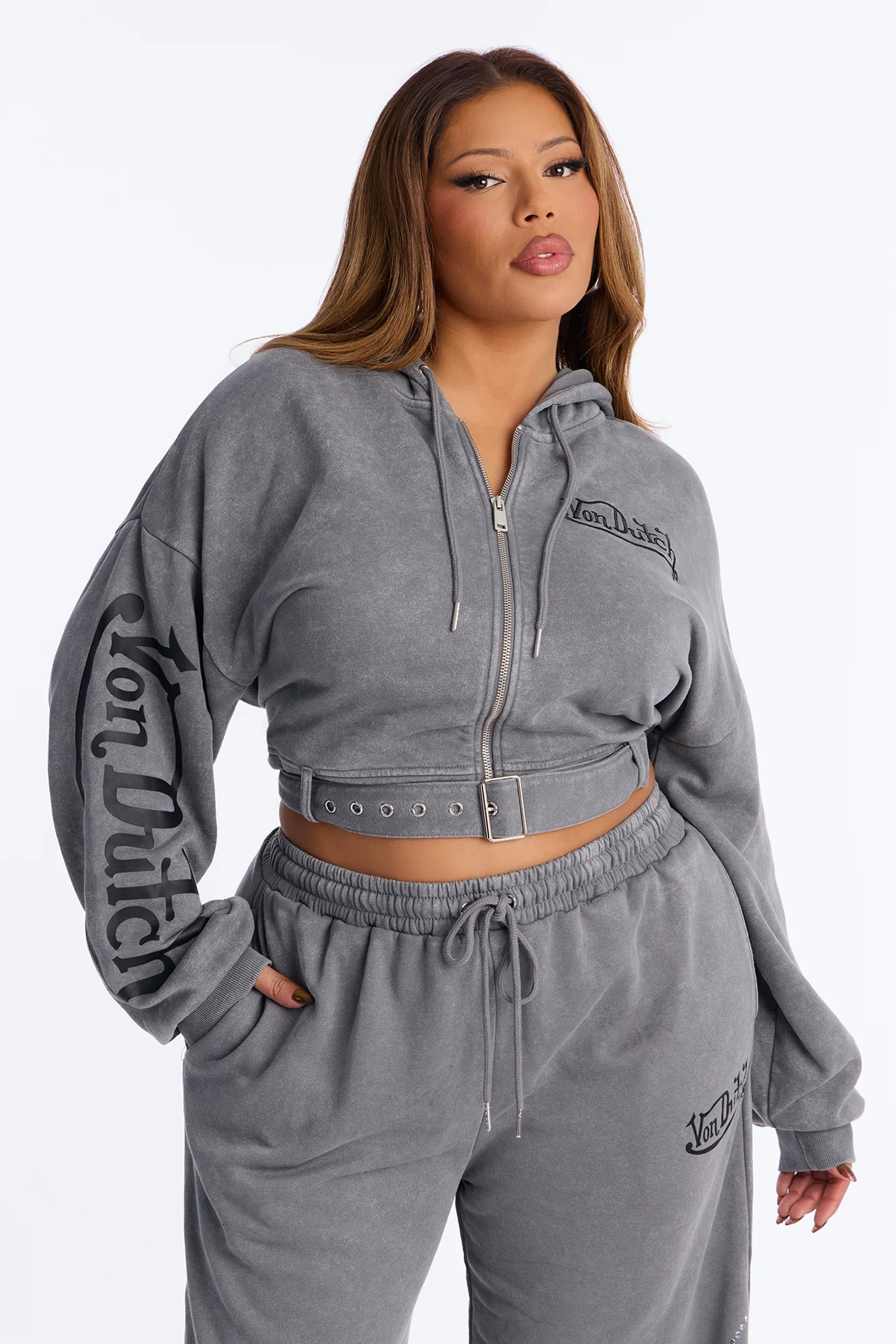 Von Dutch Edgy Washed Fleece Hoodie - Black Wash - Image 5