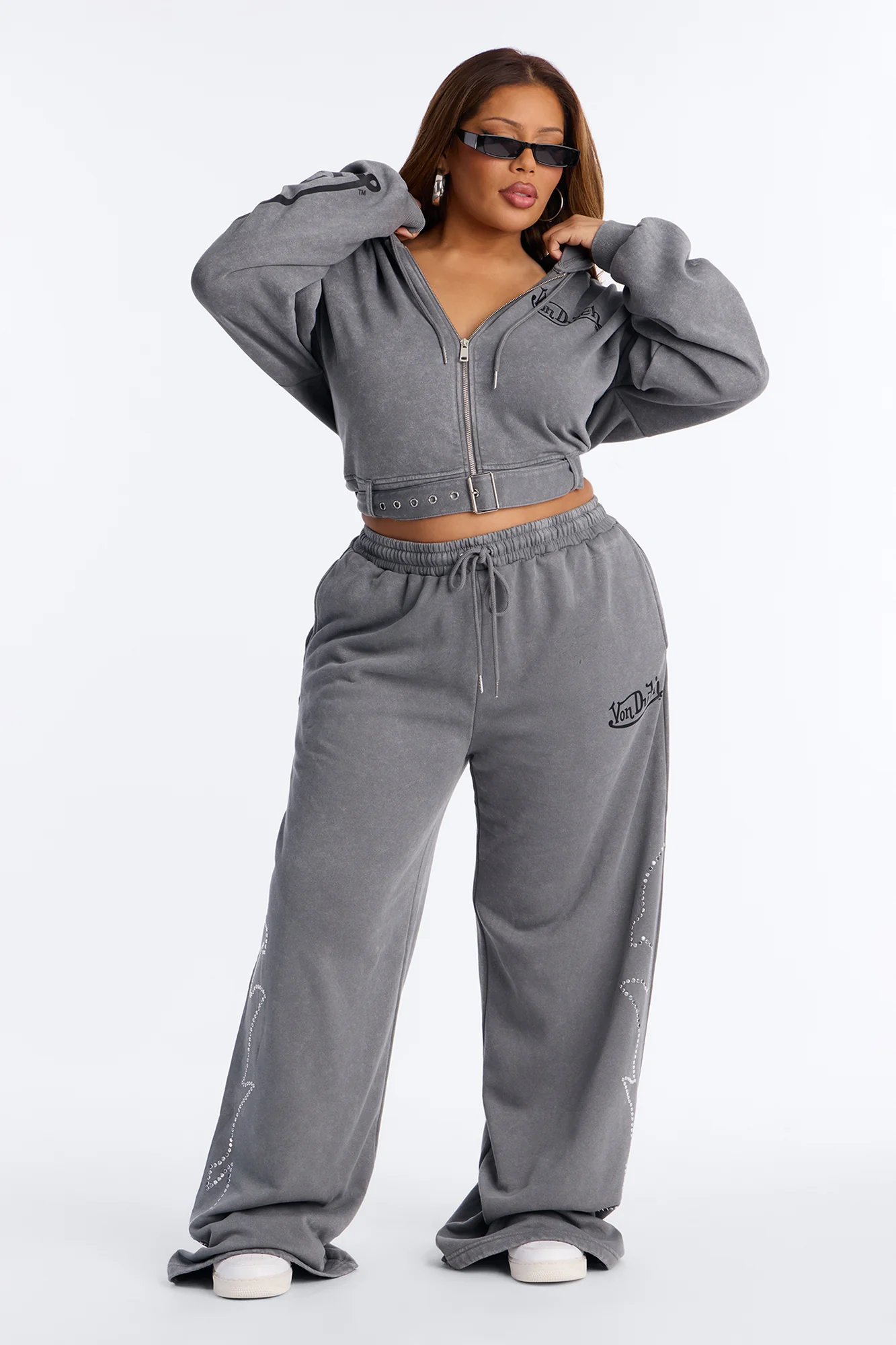 Von Dutch Edgy Washed Fleece Hoodie - Black Wash - Image 6