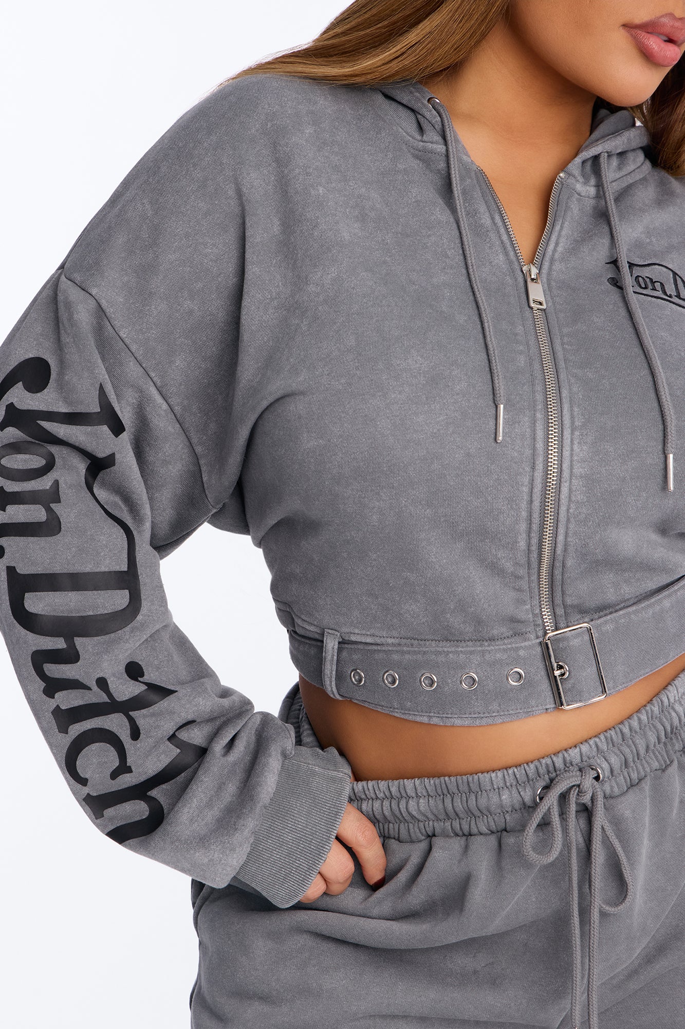 Von Dutch Edgy Washed Fleece Hoodie - Black Wash - Image 7