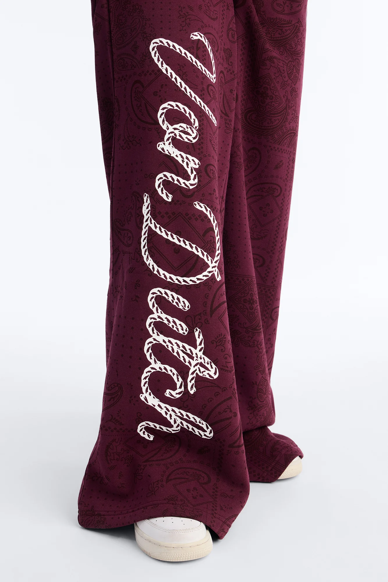 Von Dutch Embroidered Fleece Pants - Burgundy - Image 3