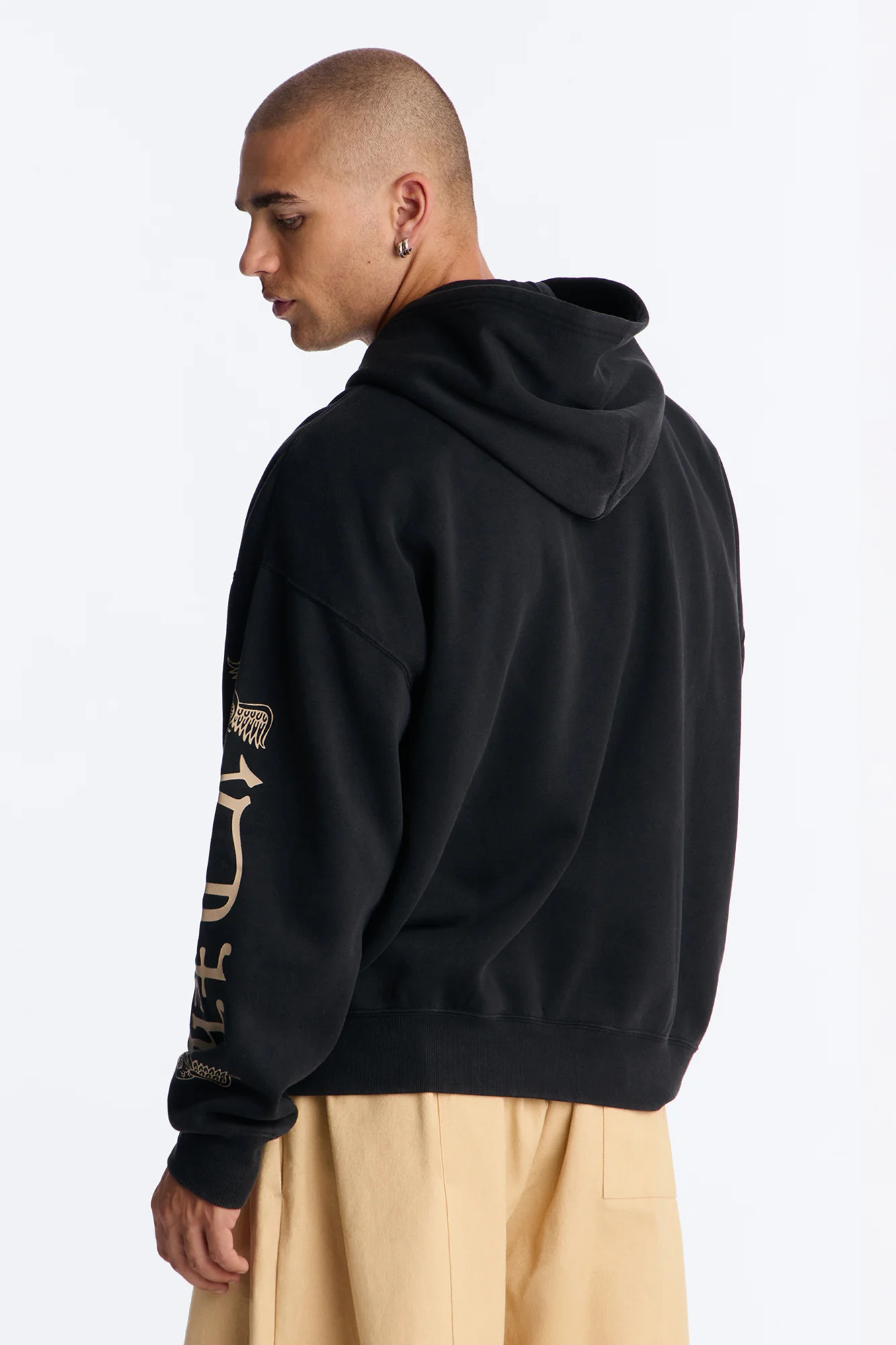 Von Dutch Embroidery Patches Oversized Zip Hoodie - Black Wash - Image 4