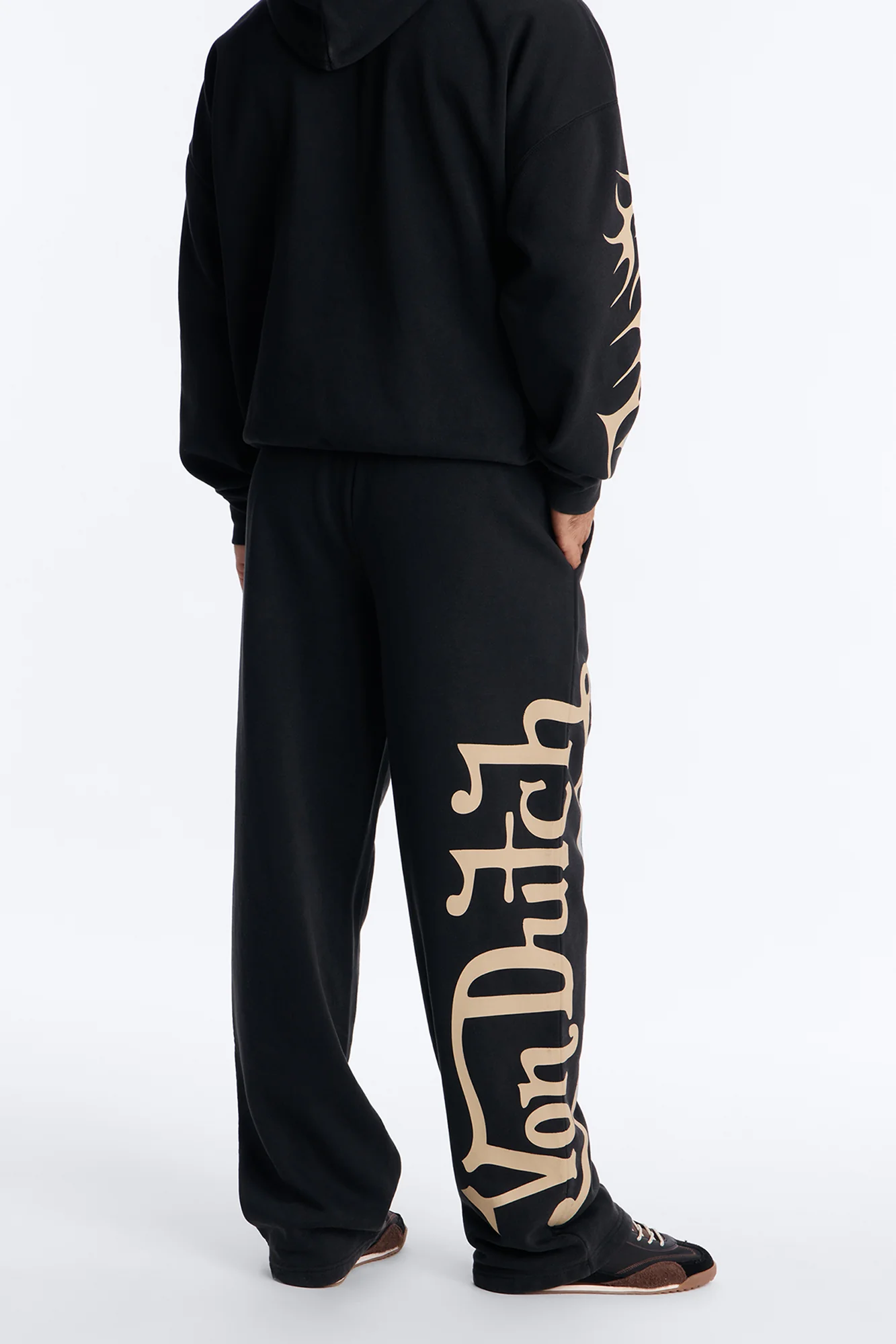 Von Dutch Embroidery Patches Wide Leg Sweatpant - Black Wash - Image 4