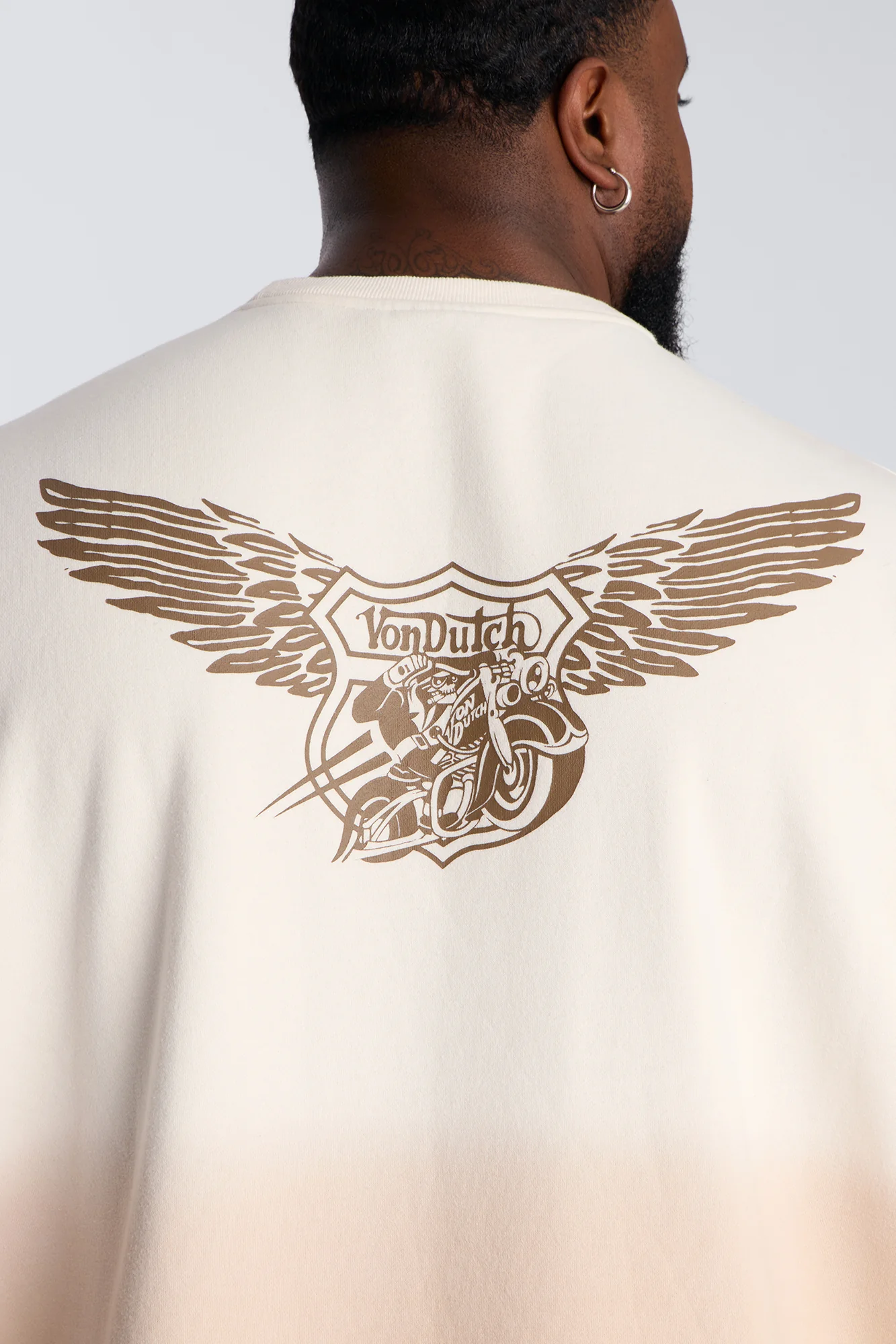 Von Dutch Faded Boxy Fleece Tee - Cream - Image 7