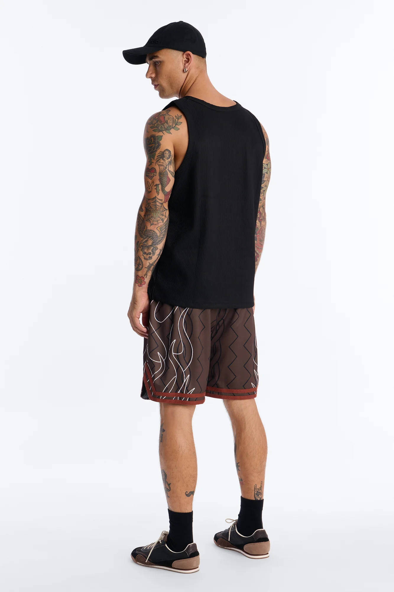 Von Dutch Flame Embroidery Patch Mesh Short - Chocolate - Image 4